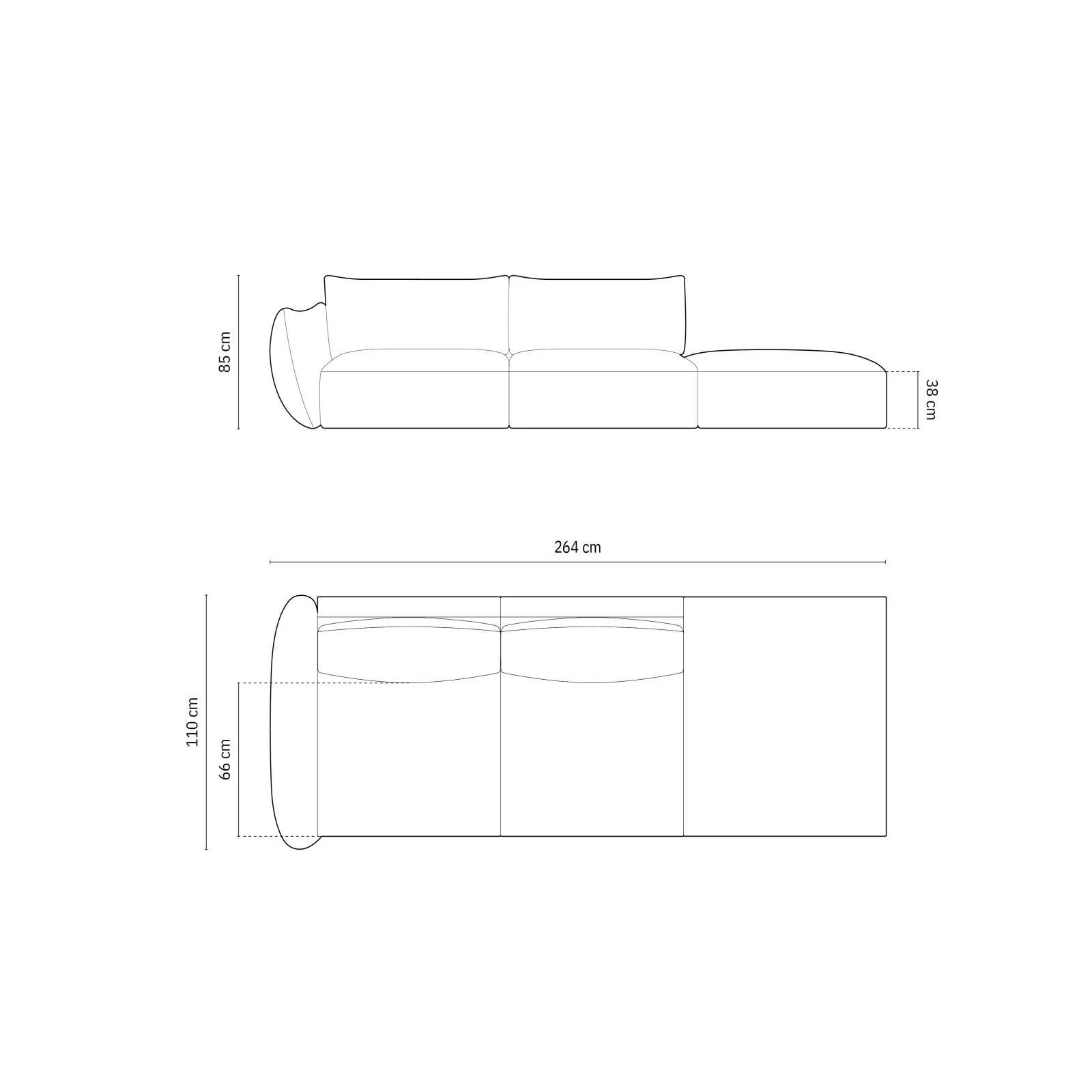 Matera 4-Sitzer Sofa, Rechtsseitig, aus Chenille, 264x110x85 cm - Image 22