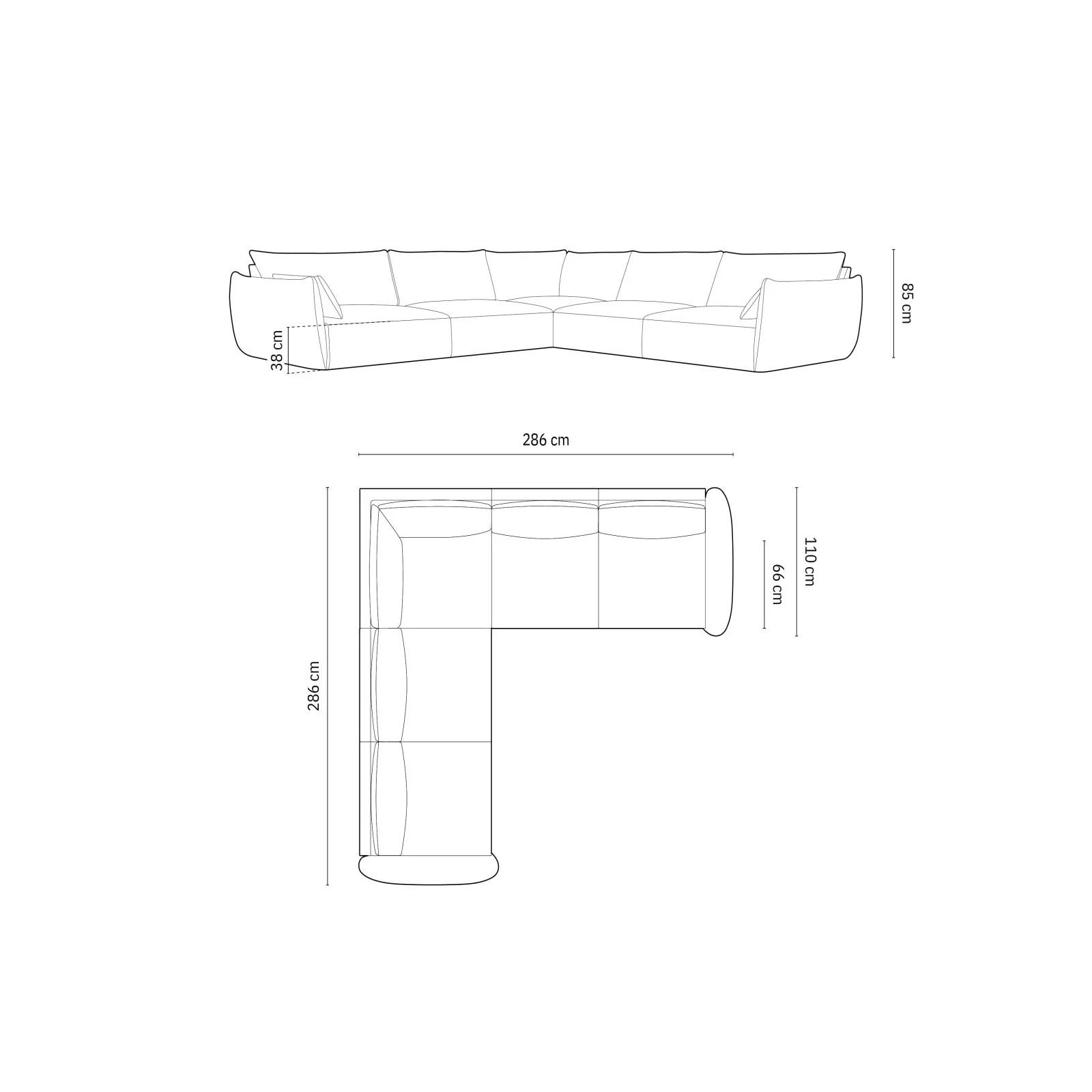 Matera 7-Sitzer Ecksofa, Symmetrisch, aus Samt oder Chenille, 286x286 cm - Image 32