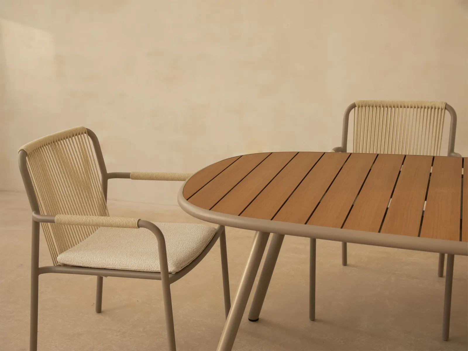 Gartenstuhl Peralta aus Aluminium und geflochtenem Seil Beige 62x57x83.5 - Image 9