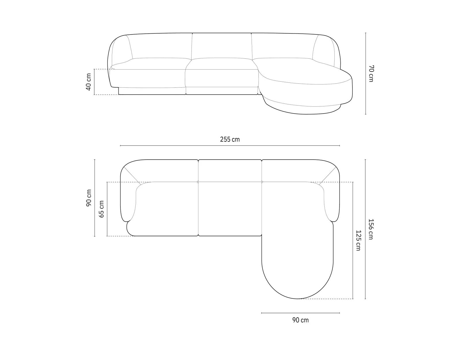 Miley 4-Sitzer Ecksofa Rechts mit Bezug aus Samt oder Chenille, 255x156 cm - Image 9