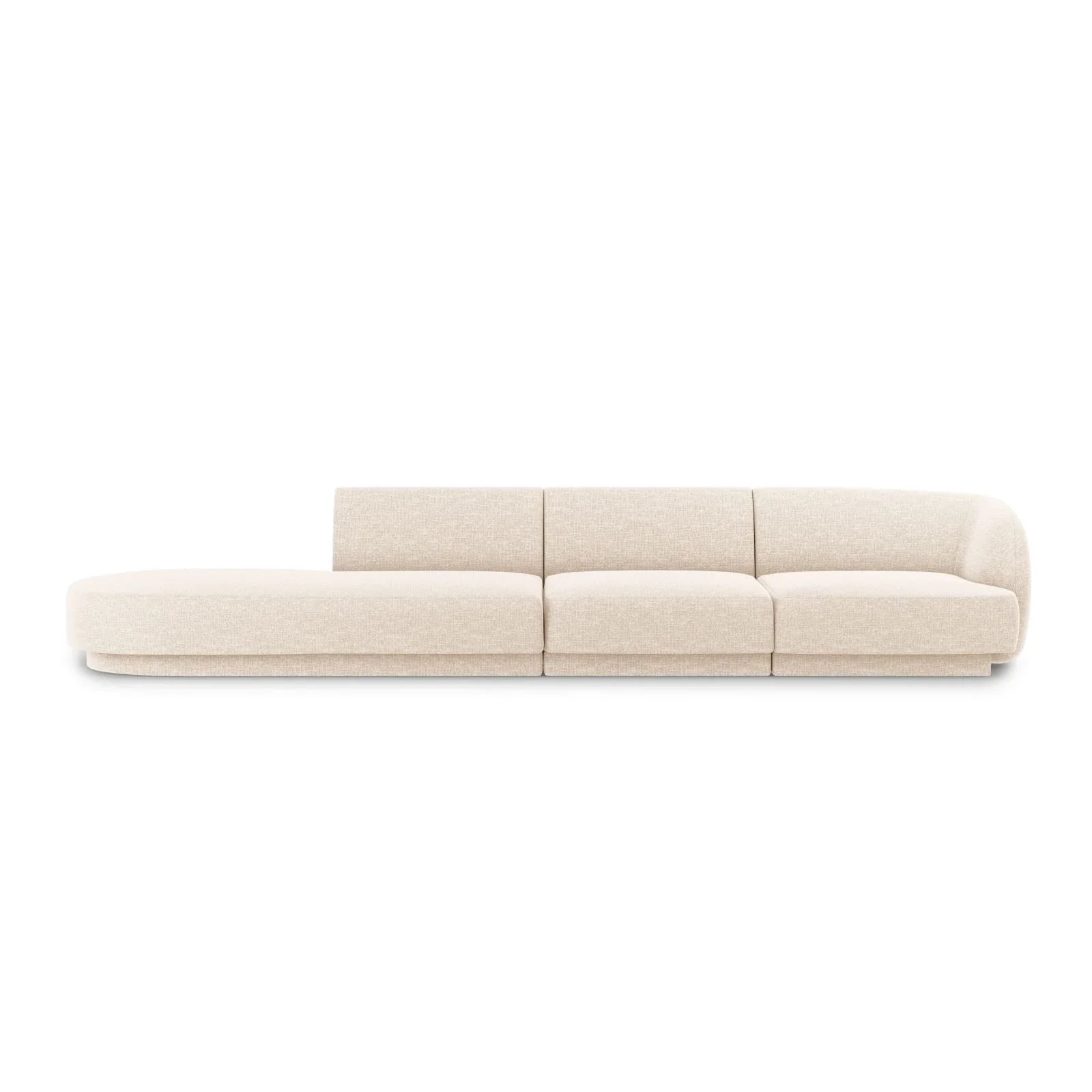 Miley 4-Sitzer Sofa, Linke Seite offen, in Samt Boucle oder Chenille, 323x90 cm