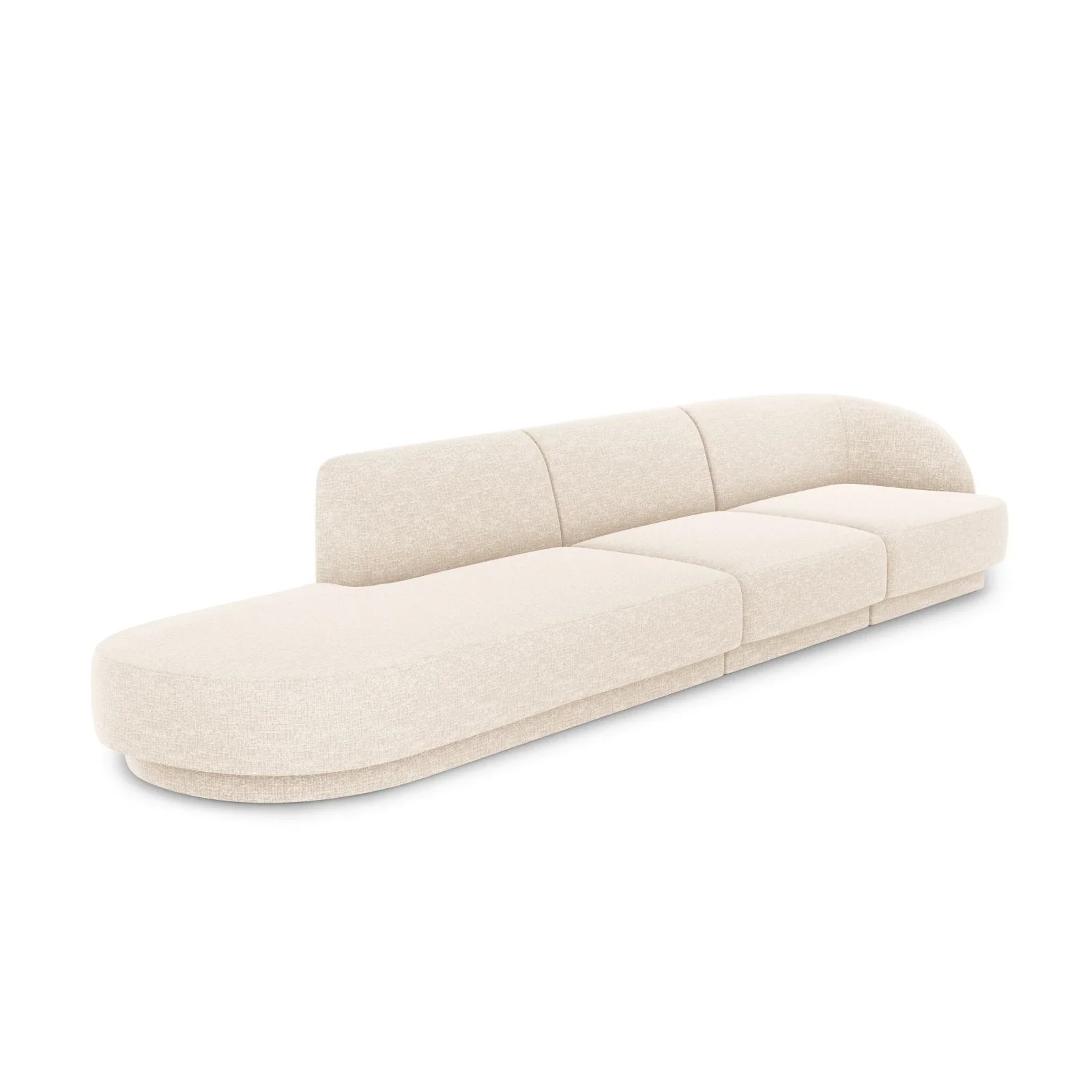 Miley 4-Sitzer Sofa, Linke Seite offen, in Samt Boucle oder Chenille, 323x90 cm - Image 3