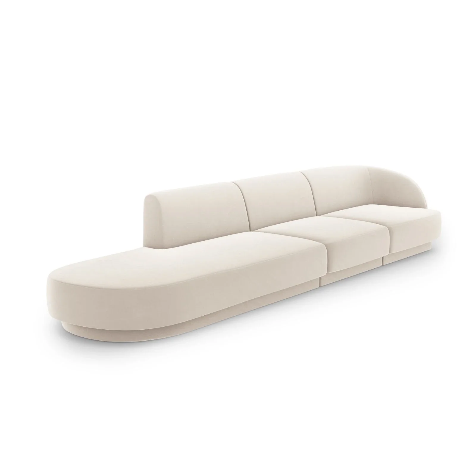 Miley 4-Sitzer Sofa, Linke Seite offen, in Samt Boucle oder Chenille, 323x90 cm - Image 38
