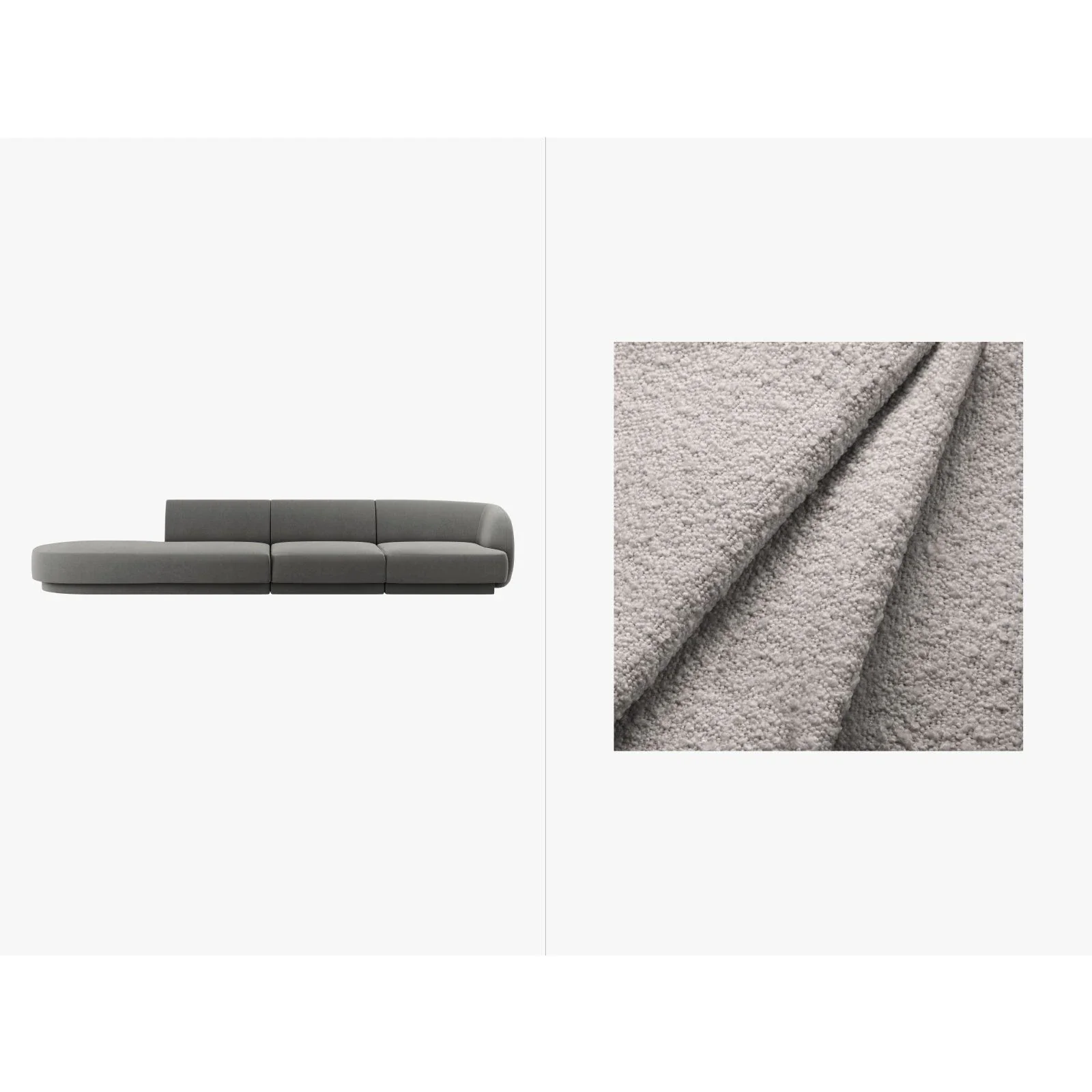 Miley 4-Sitzer Sofa, Linke Seite offen, in Samt Boucle oder Chenille, 323x90 cm - Image 79