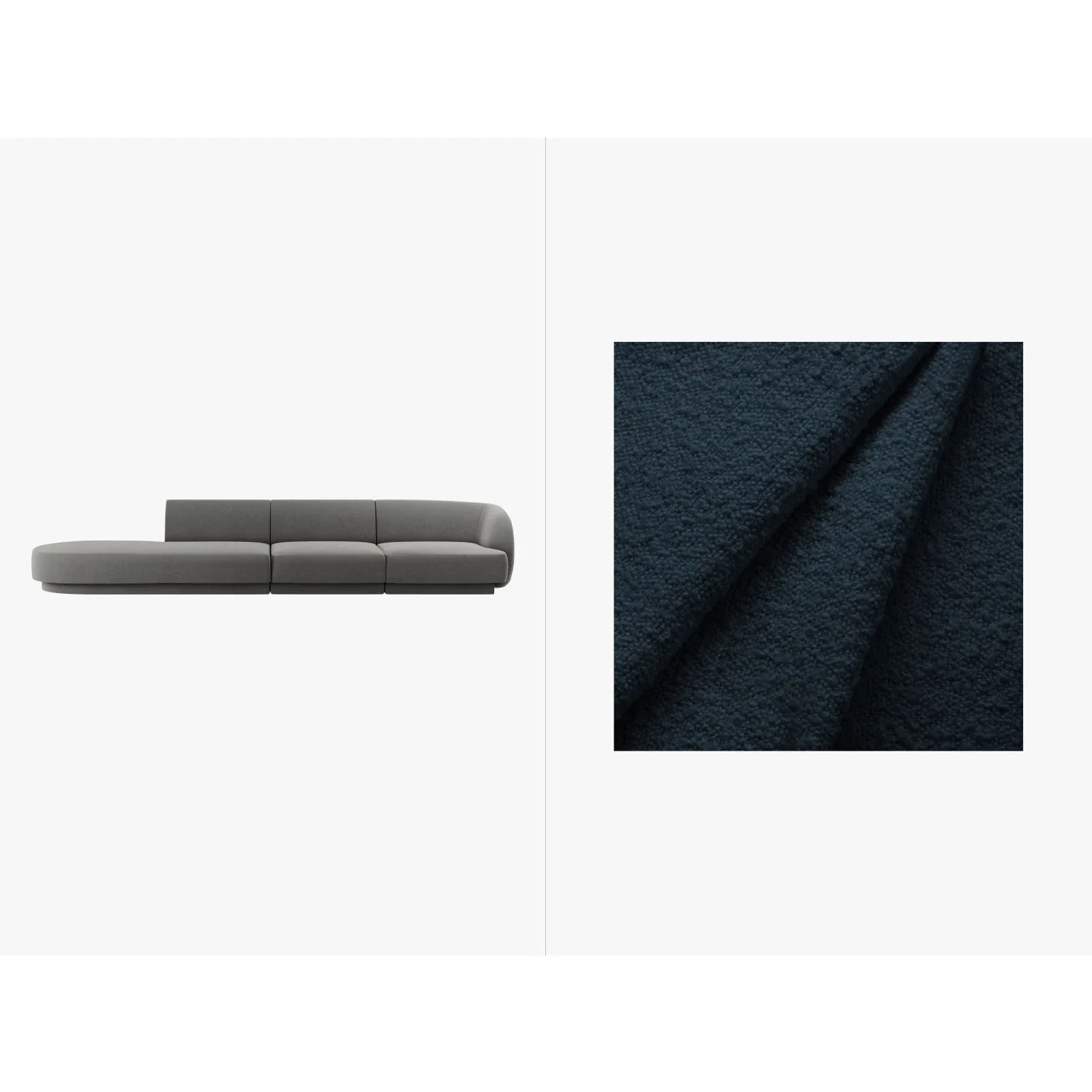 Miley 4-Sitzer Sofa, Linke Seite offen, in Samt Boucle oder Chenille, 323x90 cm - Image 80