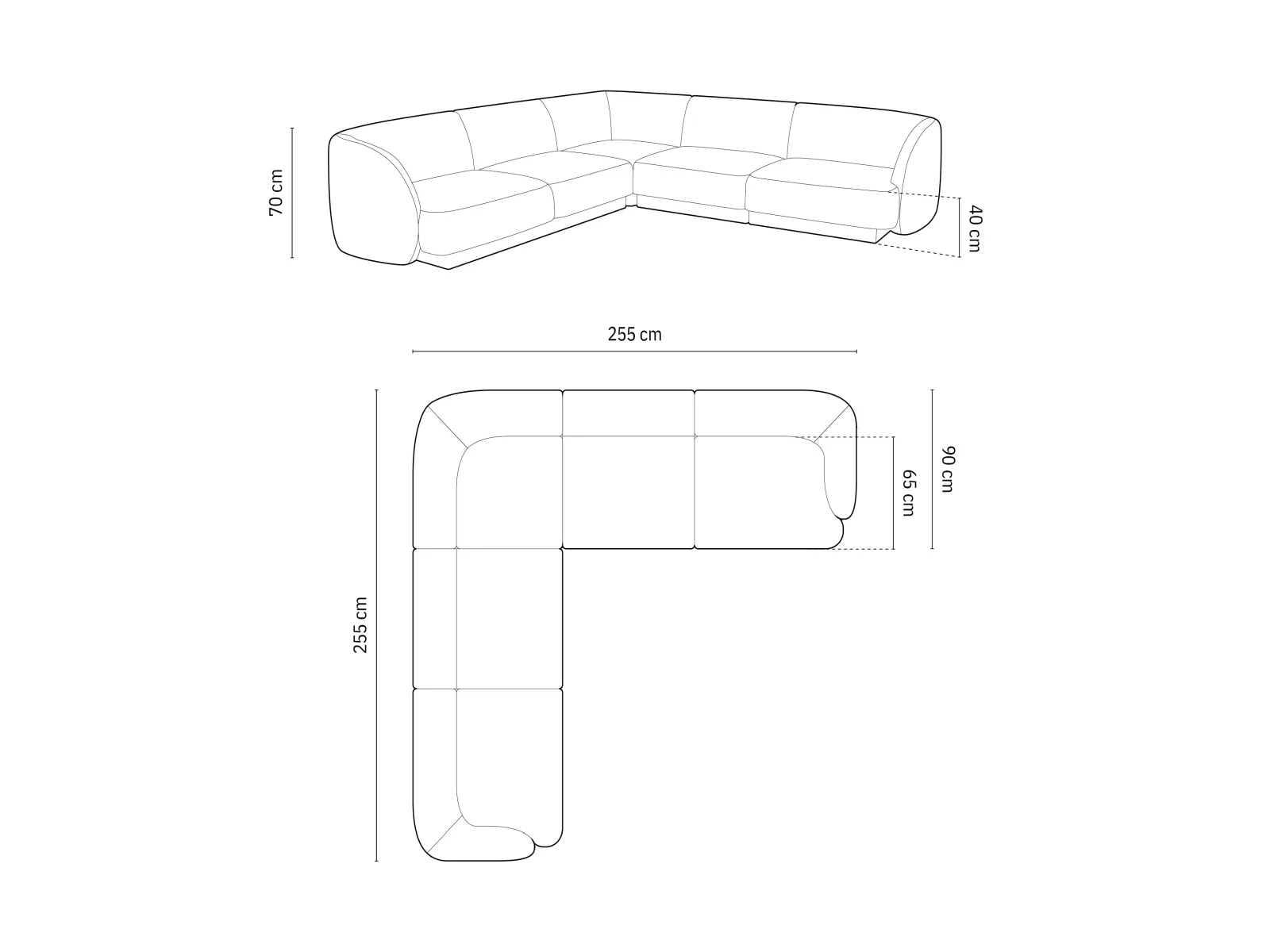 Miley 5-Sitzer Ecksofa mit Bezug aus Samt oder Boucle, 255x255 cm - Image 40
