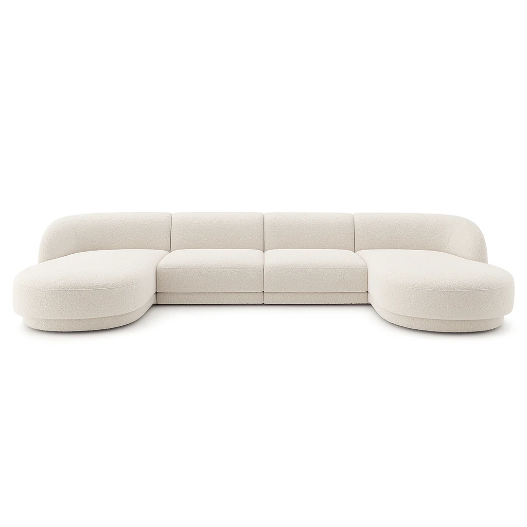 Miley 5-Sitzer Panorama-Sofa mit Bezug aus Samt oder Boucle, 330x156 cm