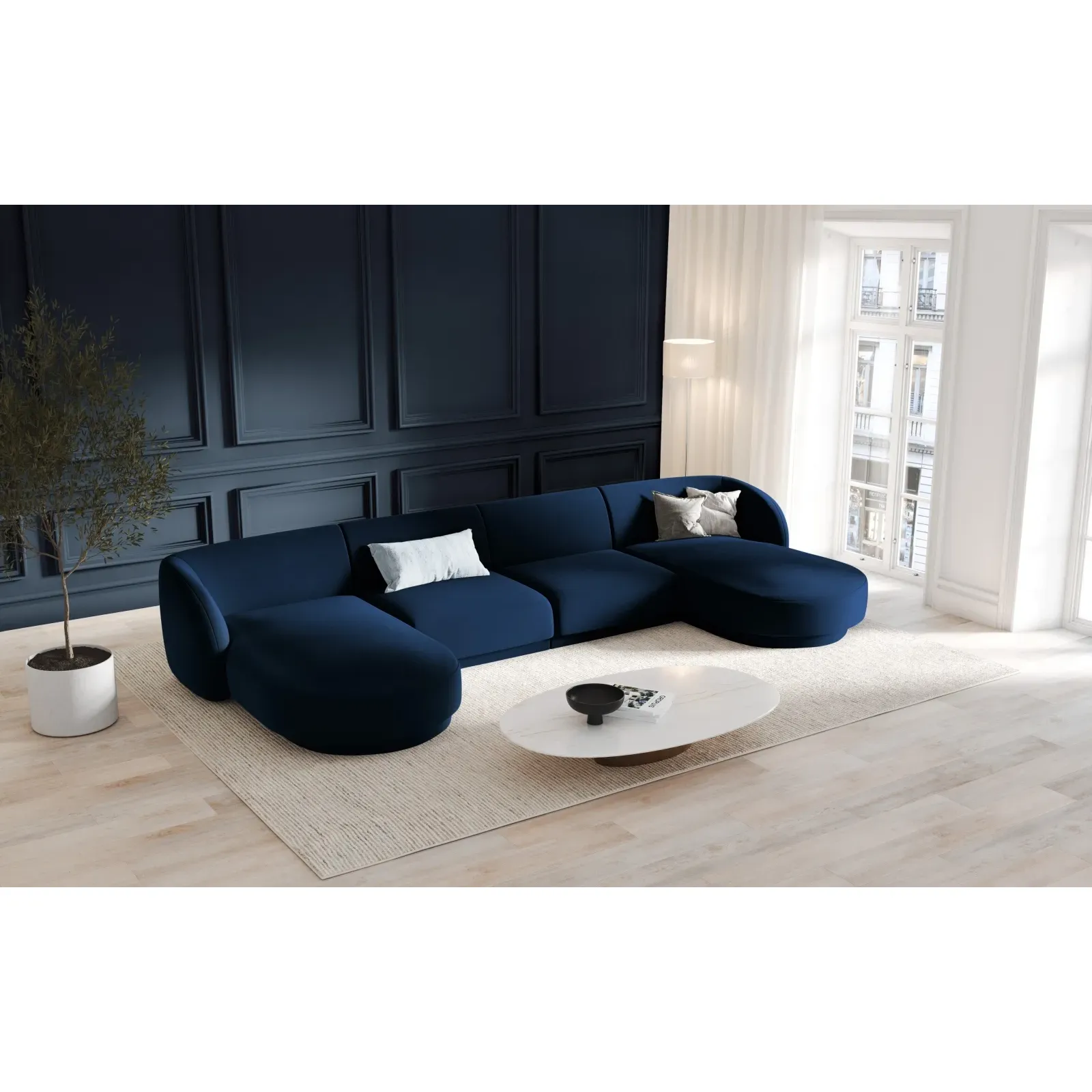 Miley 5-Sitzer Panorama-Sofa mit Bezug aus Samt oder Boucle, 330x156 cm - Image 26
