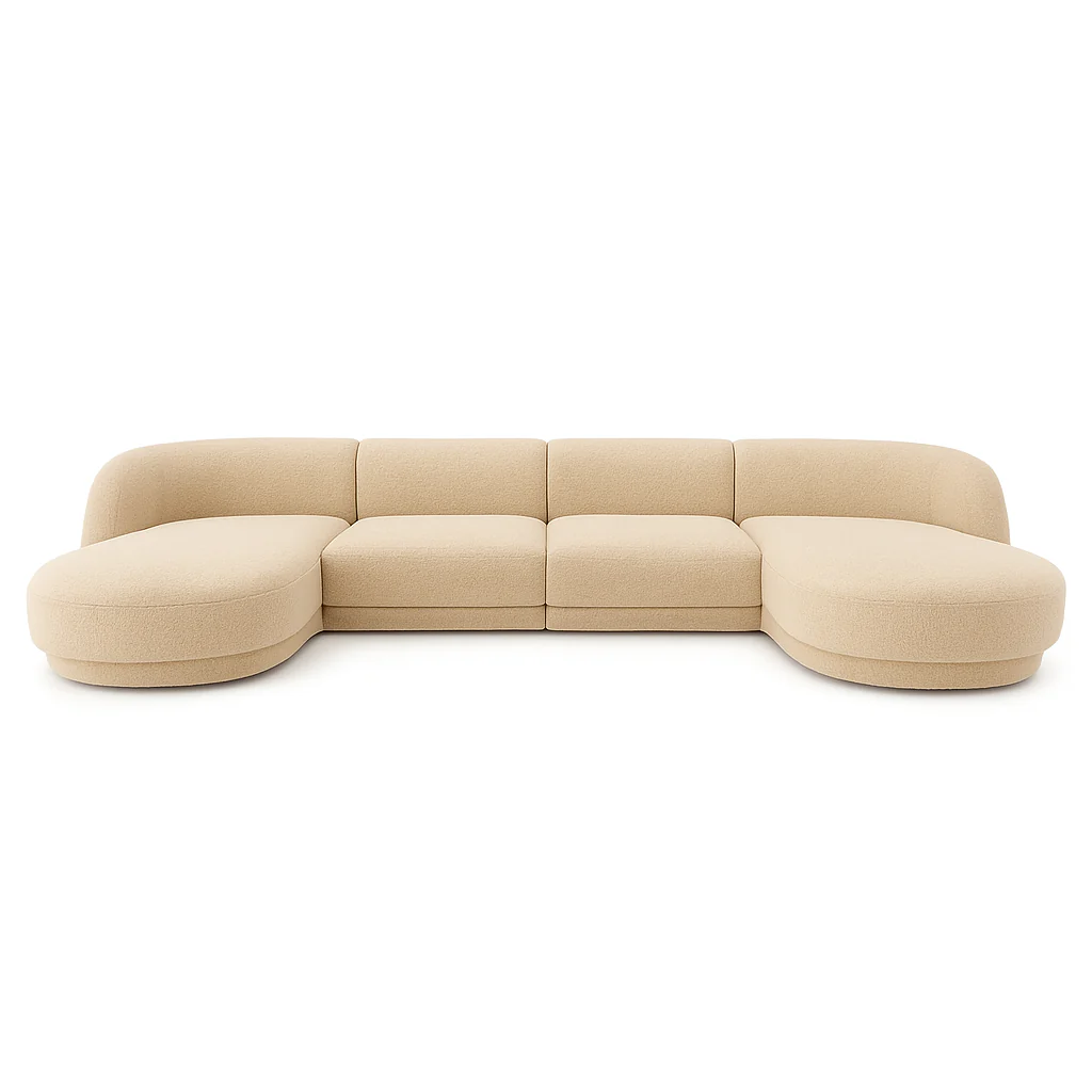 Miley 5-Sitzer Panorama-Sofa mit Bezug aus Samt oder Boucle, 330x156 cm - Image 4