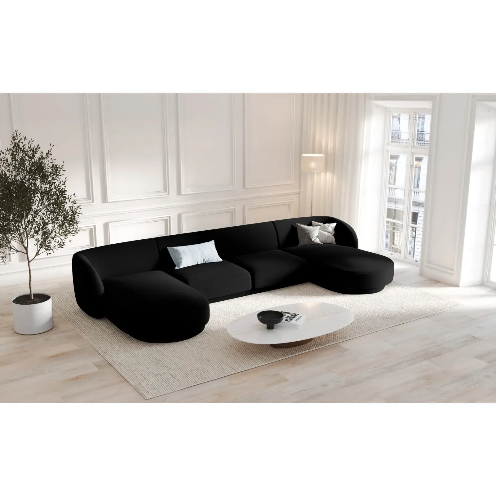 Miley 5-Sitzer Panorama-Sofa mit Bezug aus Samt oder Boucle, 330x156 cm - Image 44