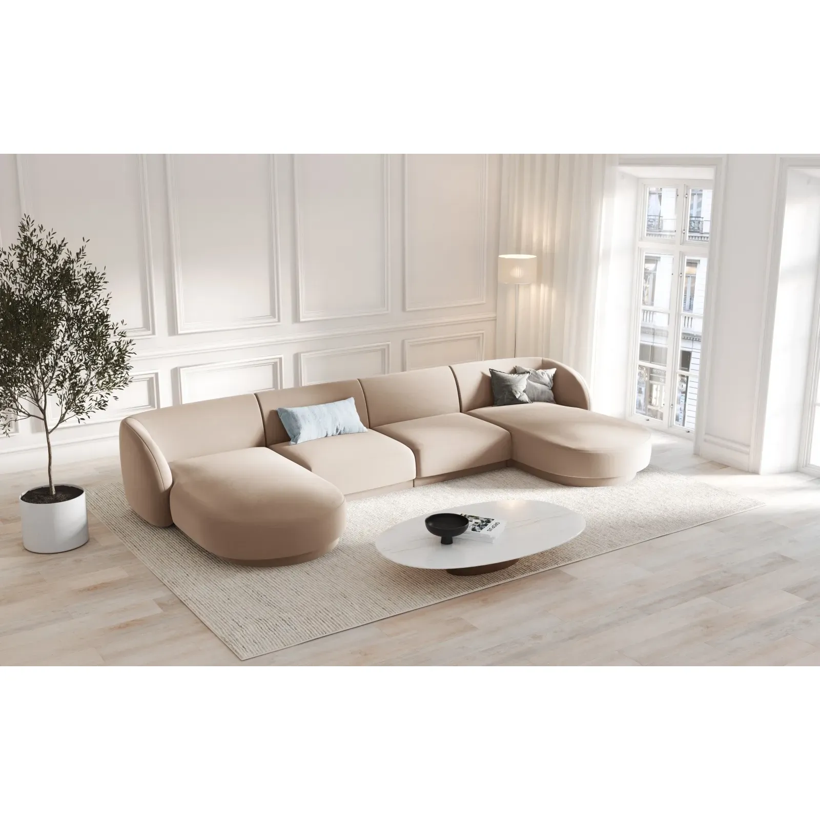 Miley 5-Sitzer Panorama-Sofa mit Bezug aus Samt oder Boucle, 330x156 cm - Image 50