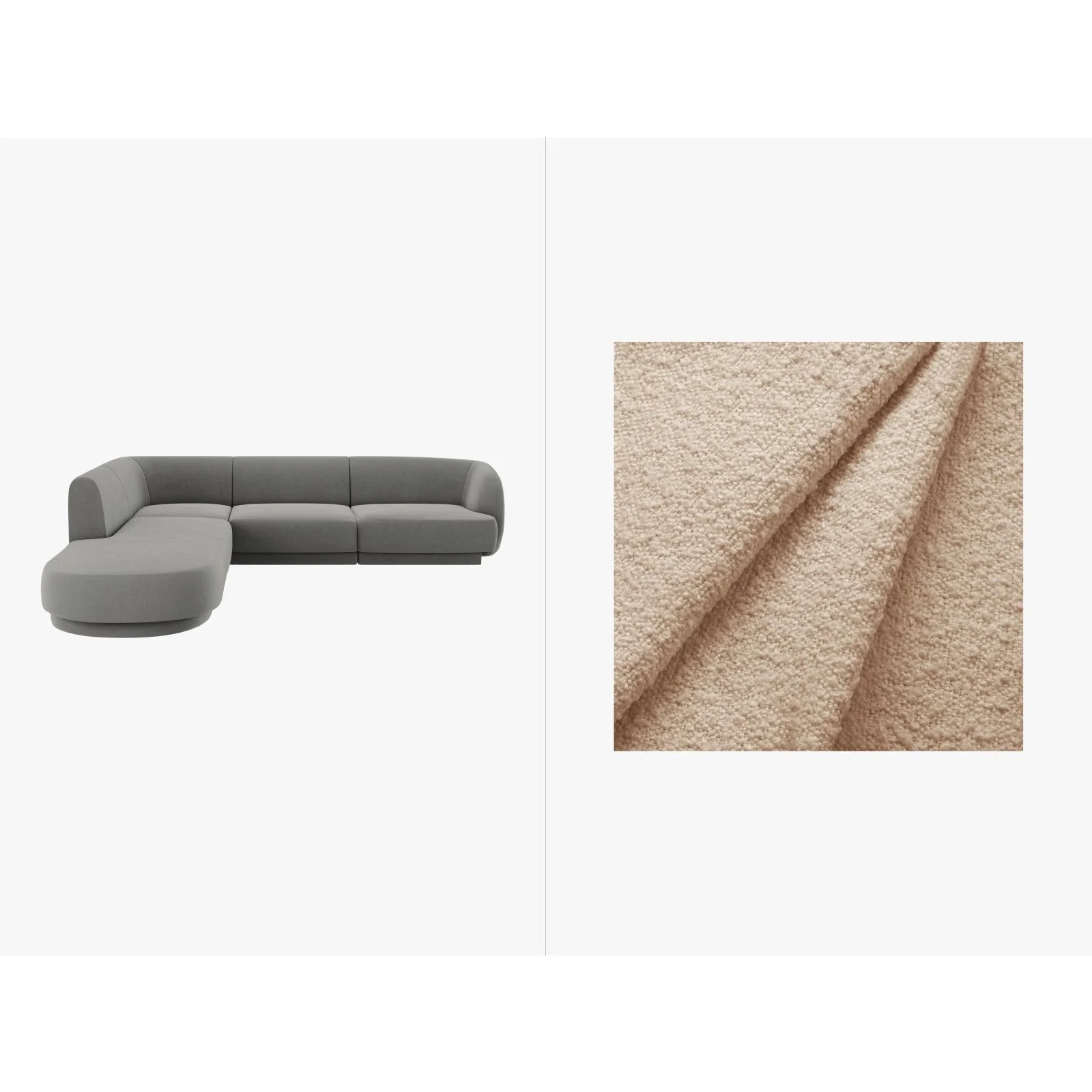 Miley 6-Sitzer Ecksofa, Chaiselongue Links, in Samt, Boucle oder Chenille, 255x248 cm - Image 72