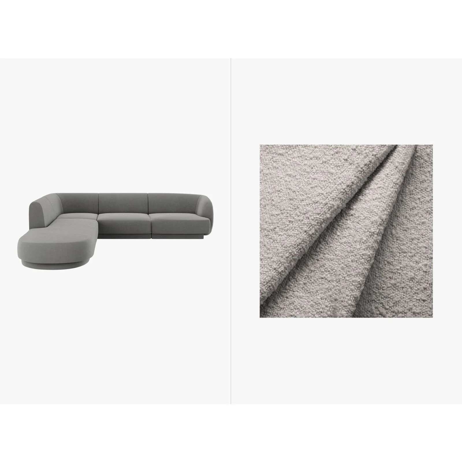 Miley 6-Sitzer Ecksofa, Chaiselongue Links, in Samt, Boucle oder Chenille, 255x248 cm - Image 74