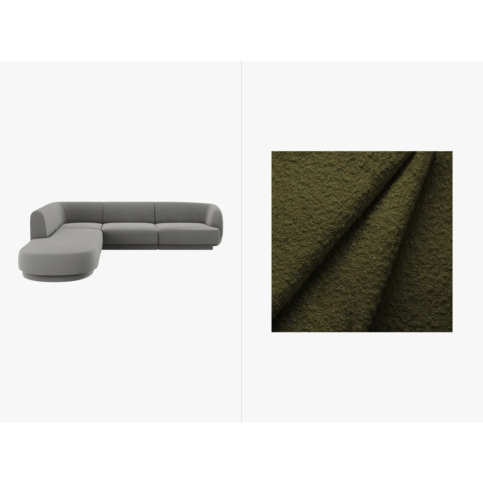 Miley 6-Sitzer Ecksofa, Chaiselongue Links, in Samt, Boucle oder Chenille, 255x248 cm - Image 76