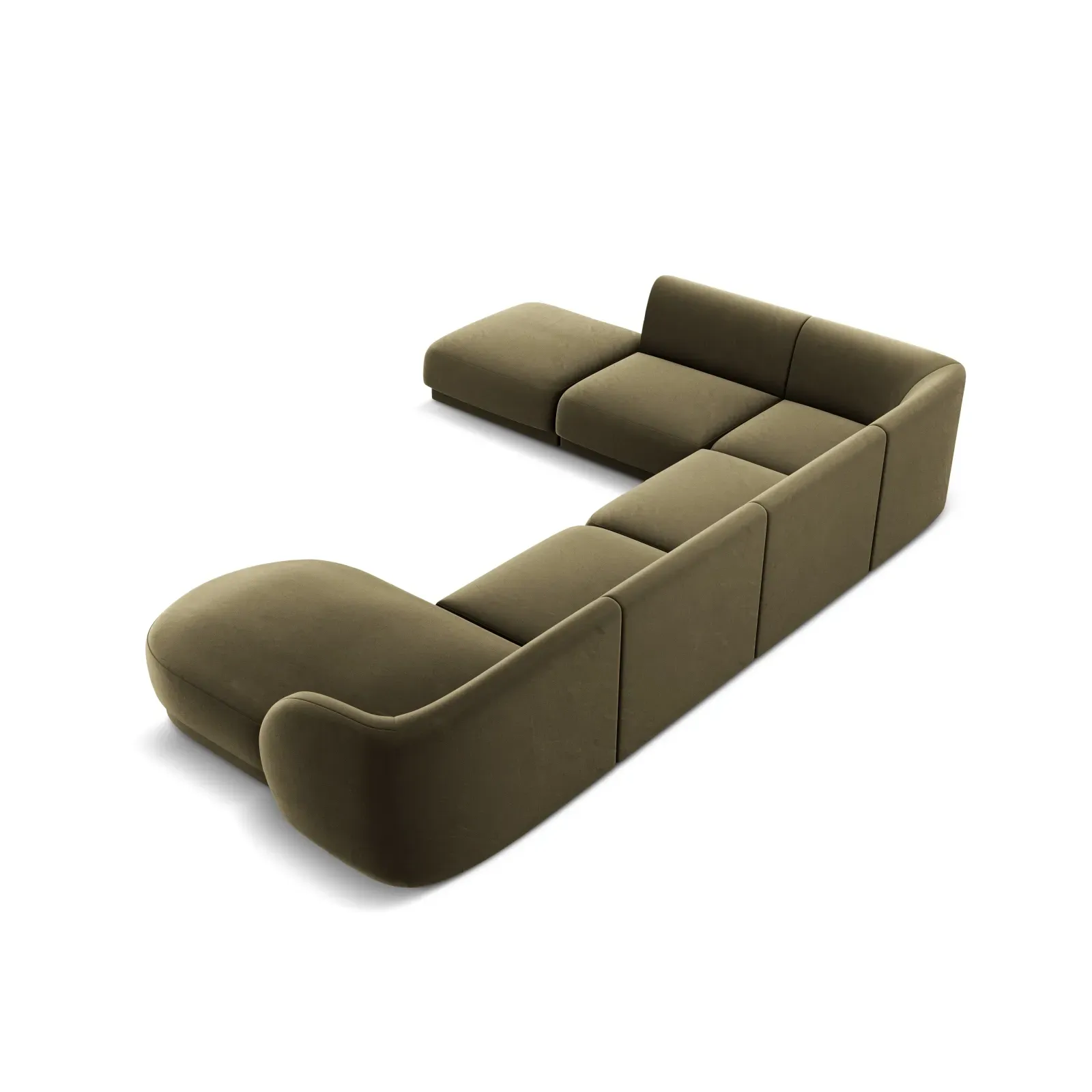 Miley 6-Sitzer Panorama-Sofa Links mit Bezug aus Samt oder Boucle, 330x255 cm - Image 64