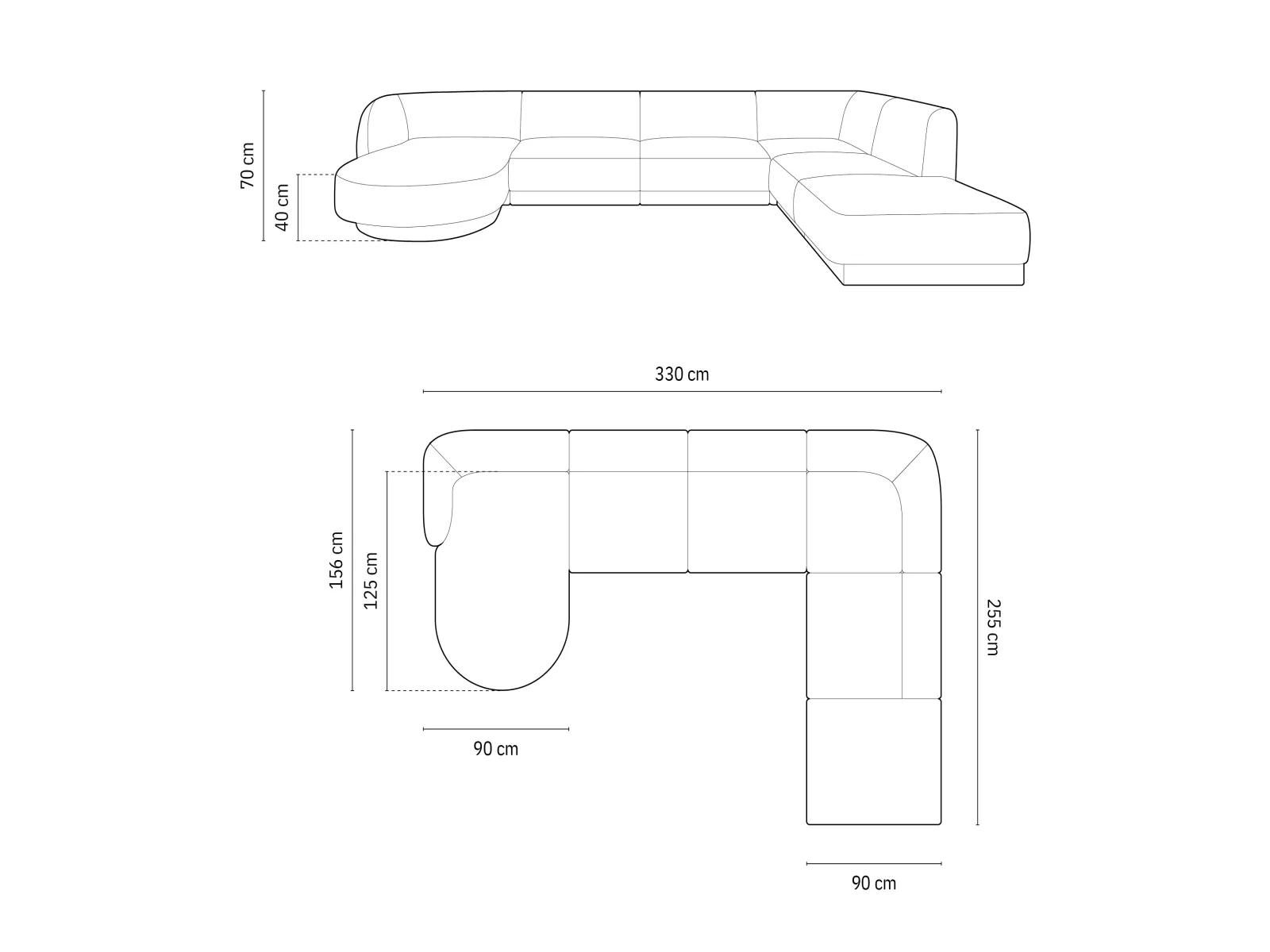 Miley 6-Sitzer Panorama-Sofa Rechts mit Bezug aus Chenille, 330x255 cm - Image 24