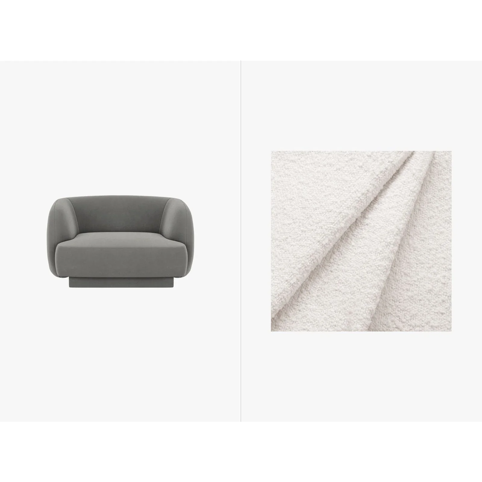 Miley Sessel mit Bezug in Samt, Boucle oder Chenille, 103x90 cm - Image 71
