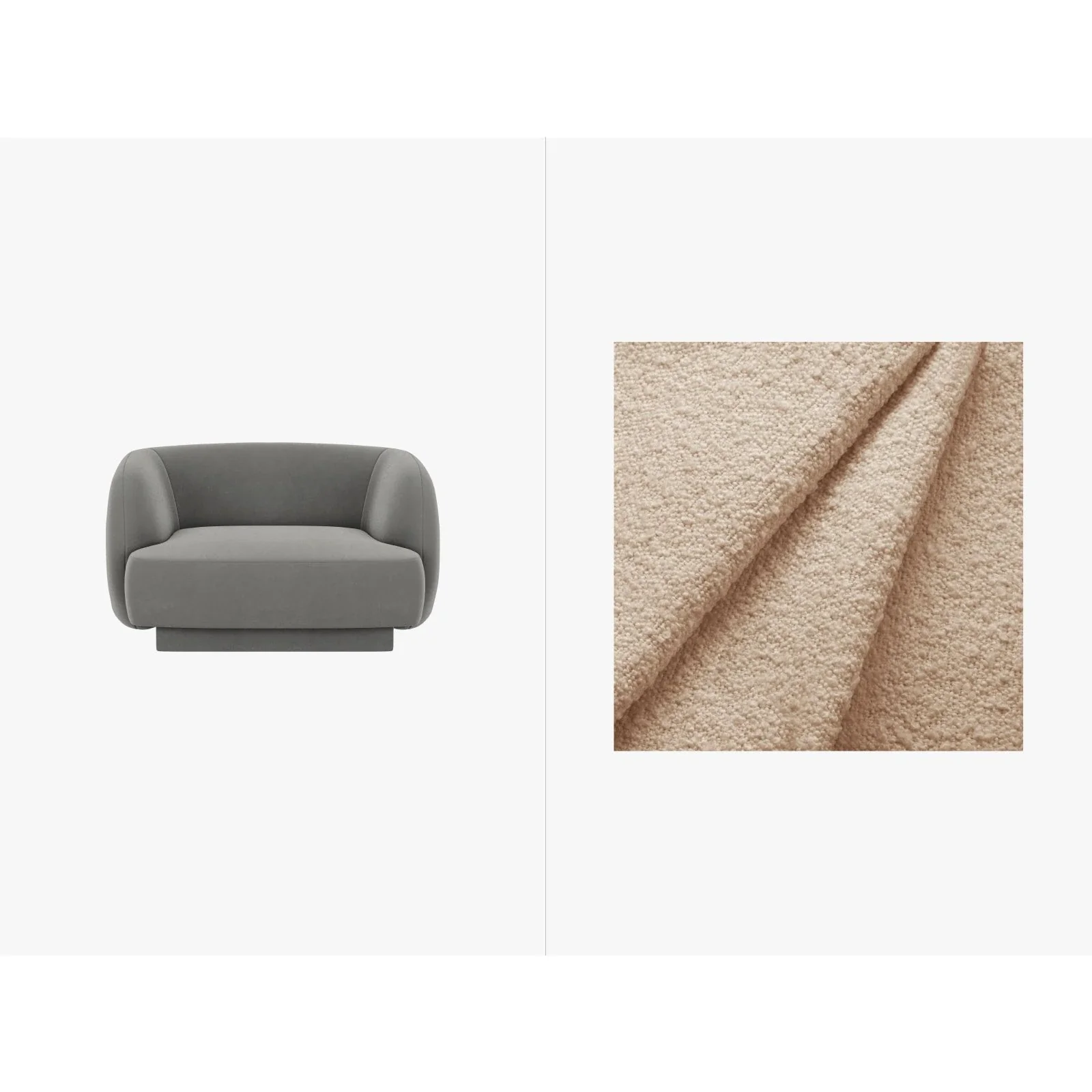 Miley Sessel mit Bezug in Samt, Boucle oder Chenille, 103x90 cm - Image 72