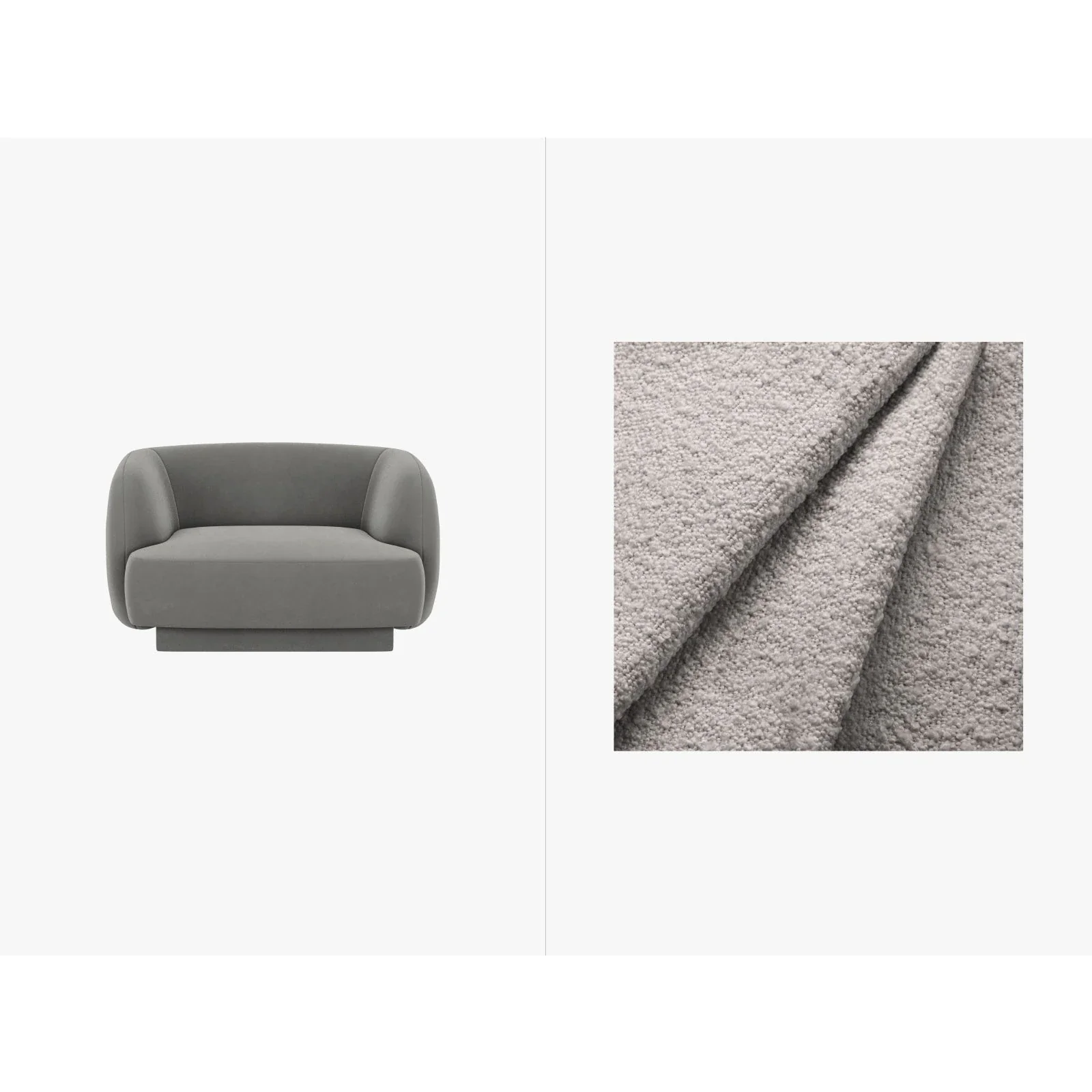 Miley Sessel mit Bezug in Samt, Boucle oder Chenille, 103x90 cm - Image 74