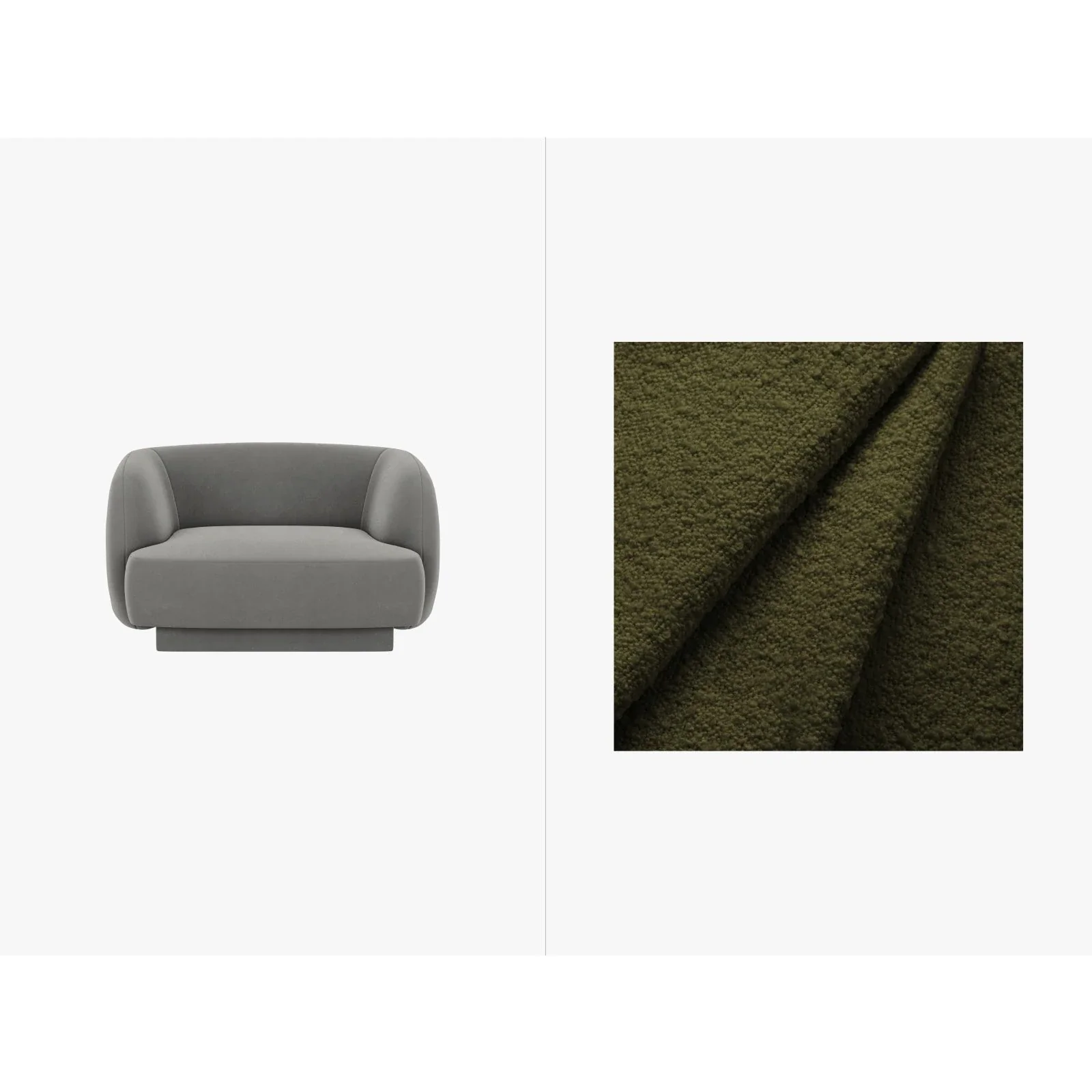 Miley Sessel mit Bezug in Samt, Boucle oder Chenille, 103x90 cm - Image 76