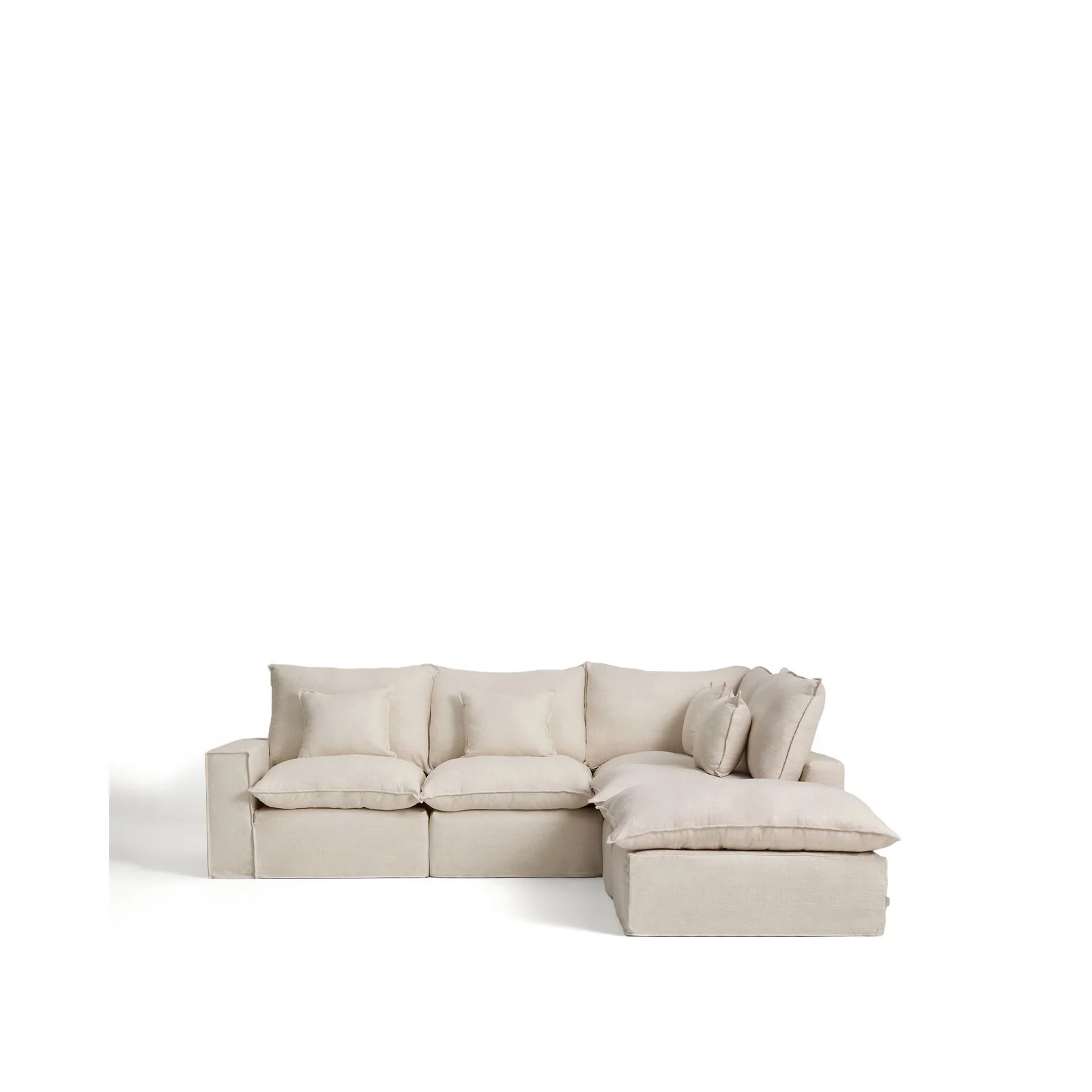 Modulares 4-Sitzer-Ecksofa Anarela, Rechte Seite, mit abnehmbarem Bezug aus Leinen und Viskose, 307 x 287 cm, FSC Mix Credit