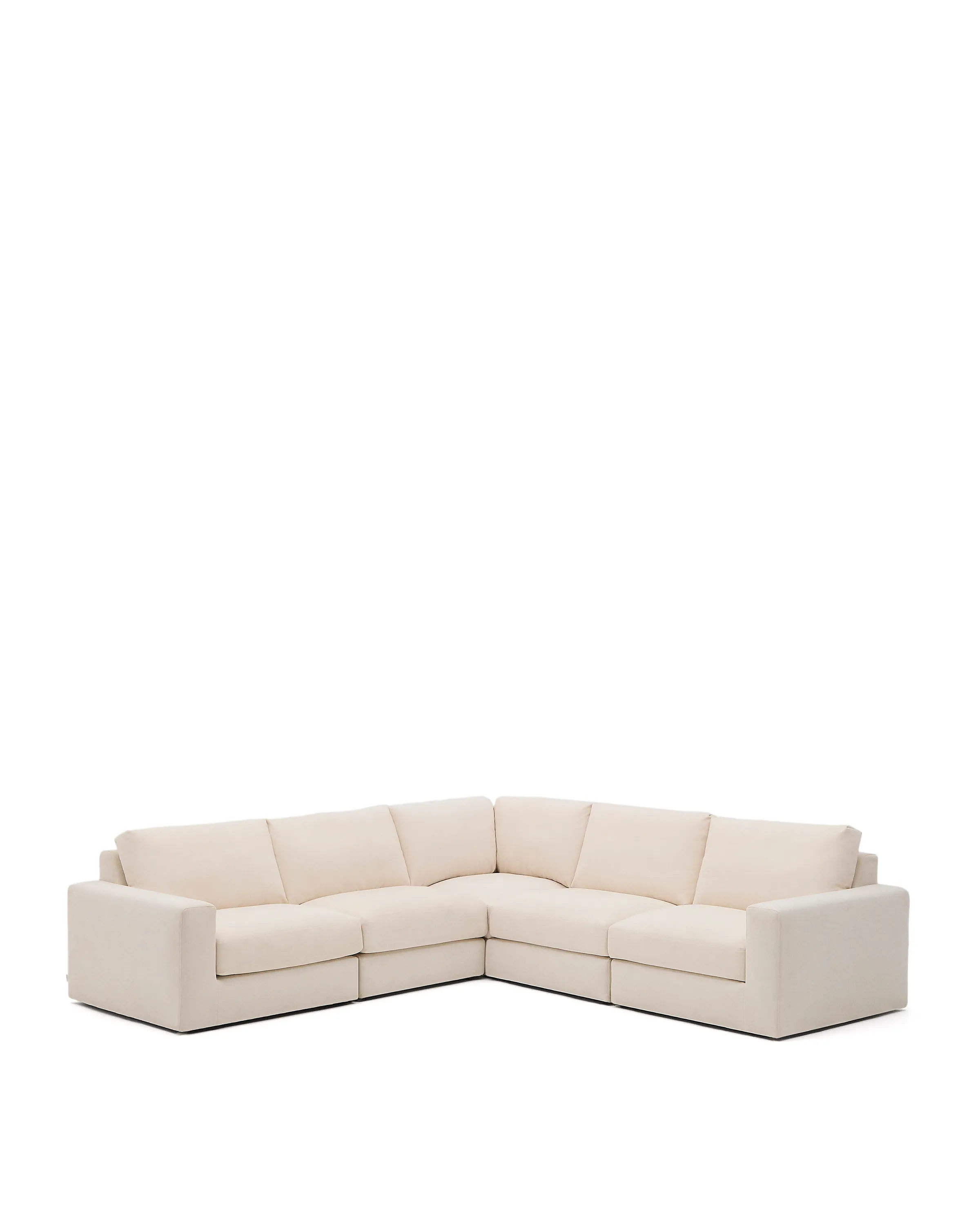 Modulares 5-Sitzer-Ecksofa Alea mit Bezug aus Chenille in Ecru, 310 x 310 cm