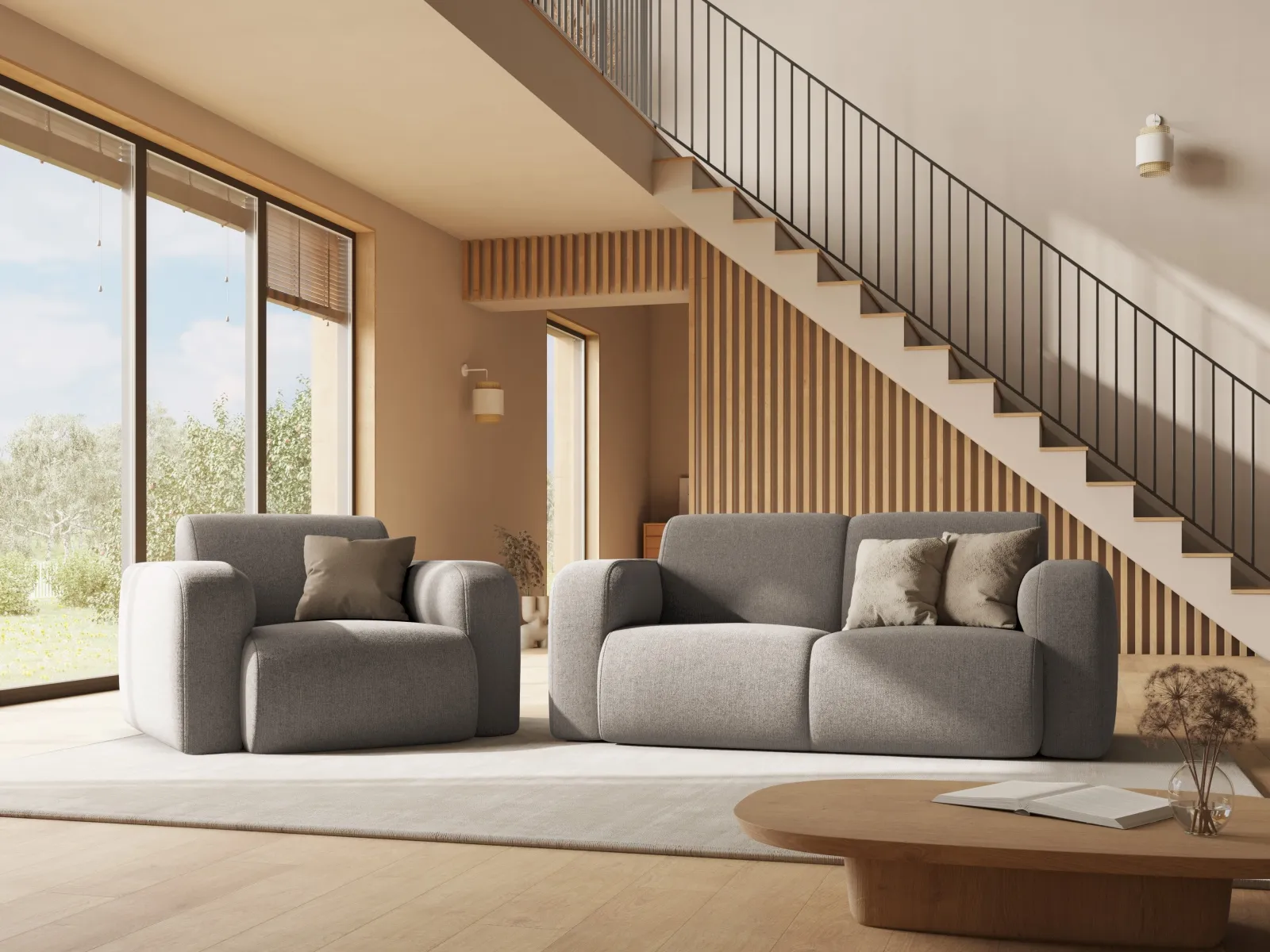 Molino 2-Sitzer Sofa mit Bezug aus Chenille oder Boucle, 170x95 cm - Image 101