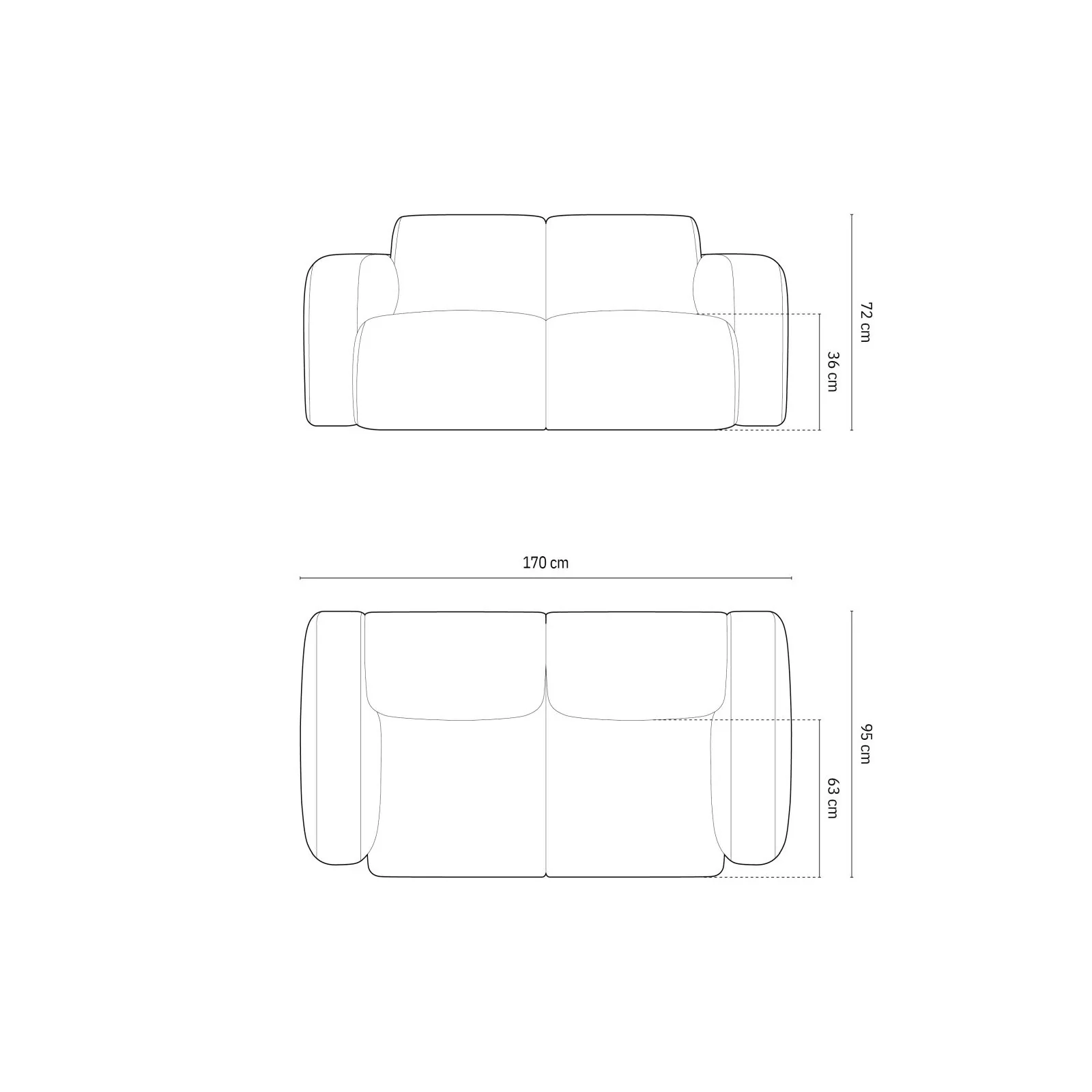 Molino 2-Sitzer Sofa mit Bezug aus Chenille oder Boucle, 170x95 cm - Image 104