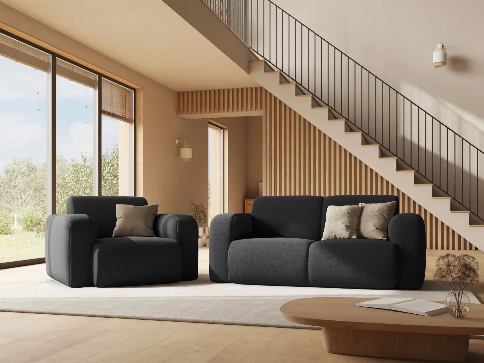 Molino 2-Sitzer Sofa mit Bezug aus Chenille oder Boucle, 170x95 cm - Image 107