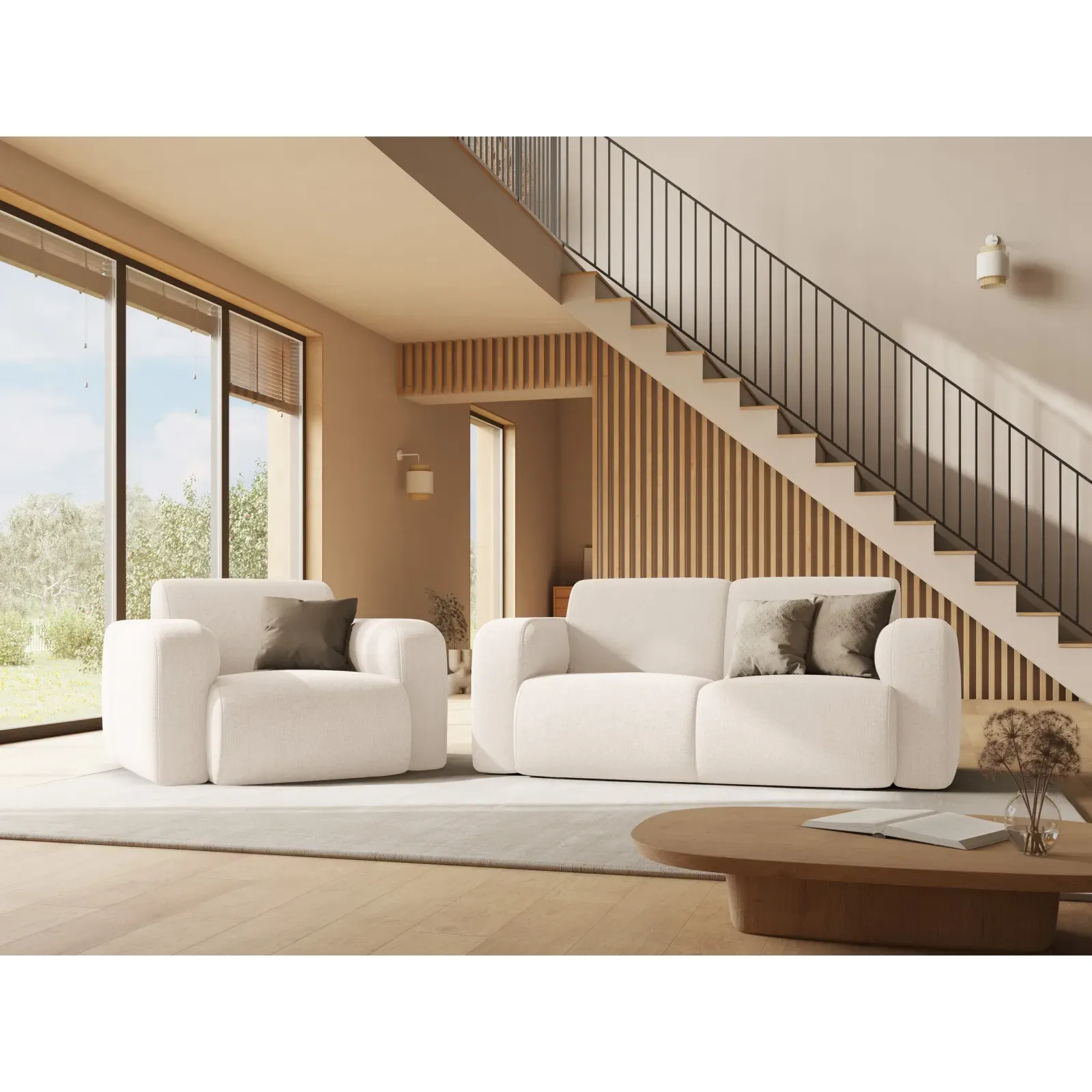 Molino 2-Sitzer Sofa mit Bezug aus Chenille oder Boucle, 170x95 cm - Image 2