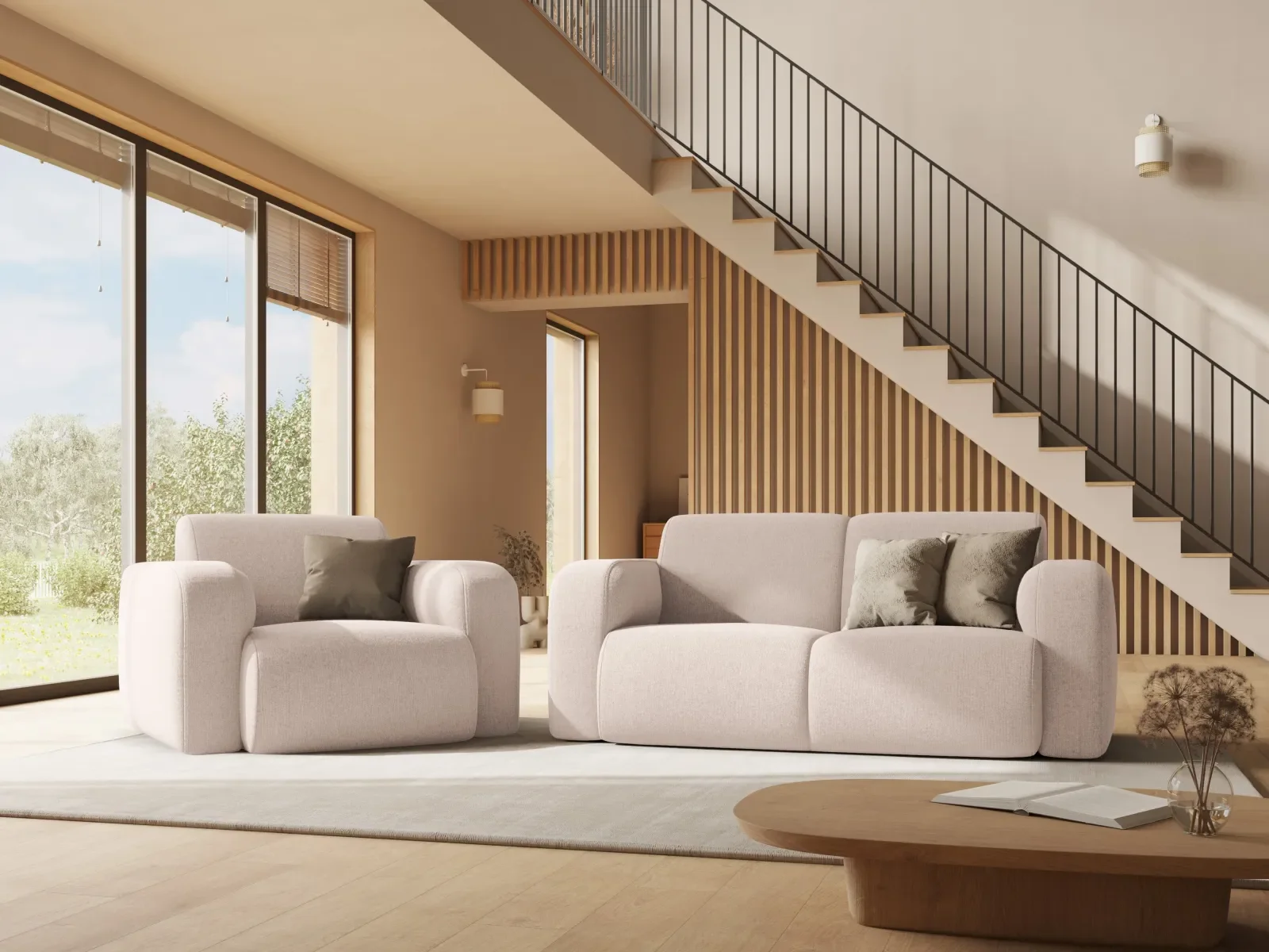 Molino 2-Sitzer Sofa mit Bezug aus Chenille oder Boucle, 170x95 cm - Image 65