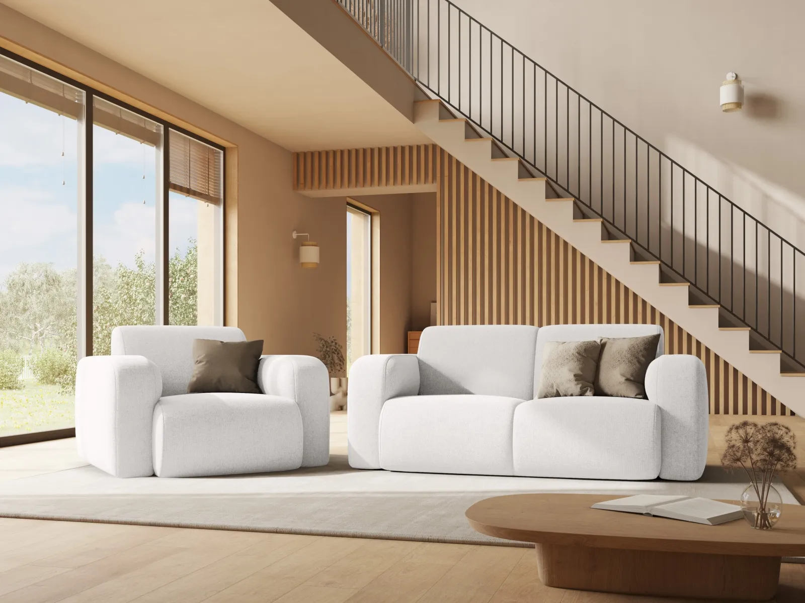 Molino 2-Sitzer Sofa mit Bezug aus Chenille oder Boucle, 170x95 cm - Image 95