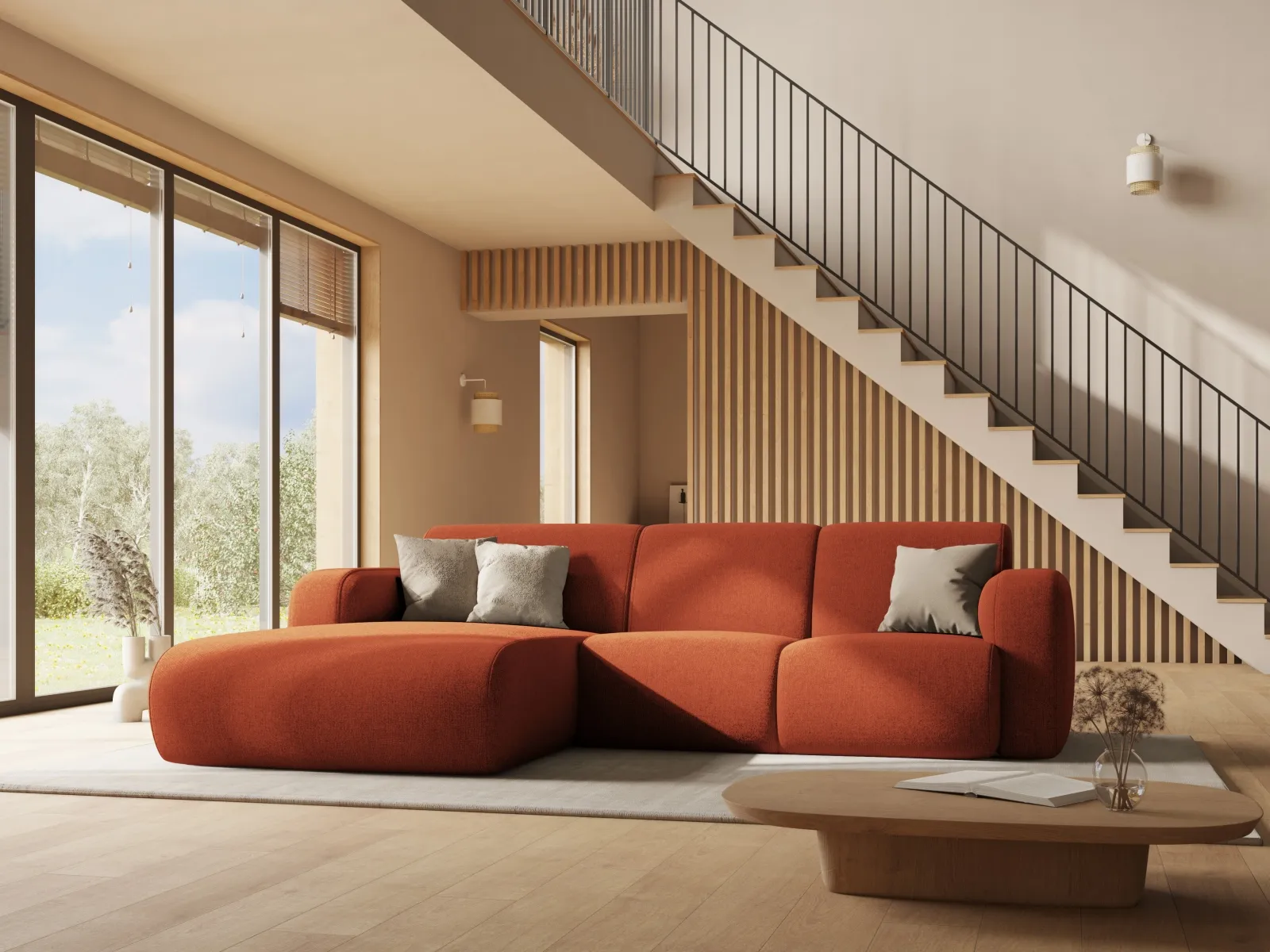 Molino 4-Sitzer Ecksofa Links, mit Bezug aus Chenille oder Boucle, 250x170 cm - Image 71