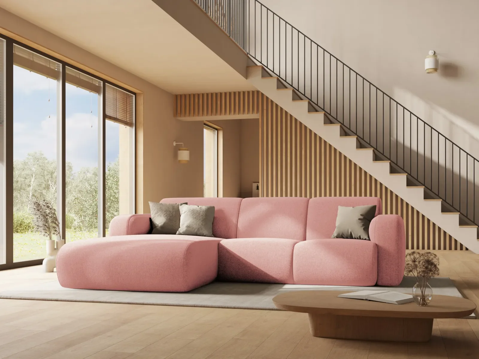 Molino 4-Sitzer Ecksofa Links, mit Bezug aus Chenille oder Boucle, 250x170 cm - Image 77