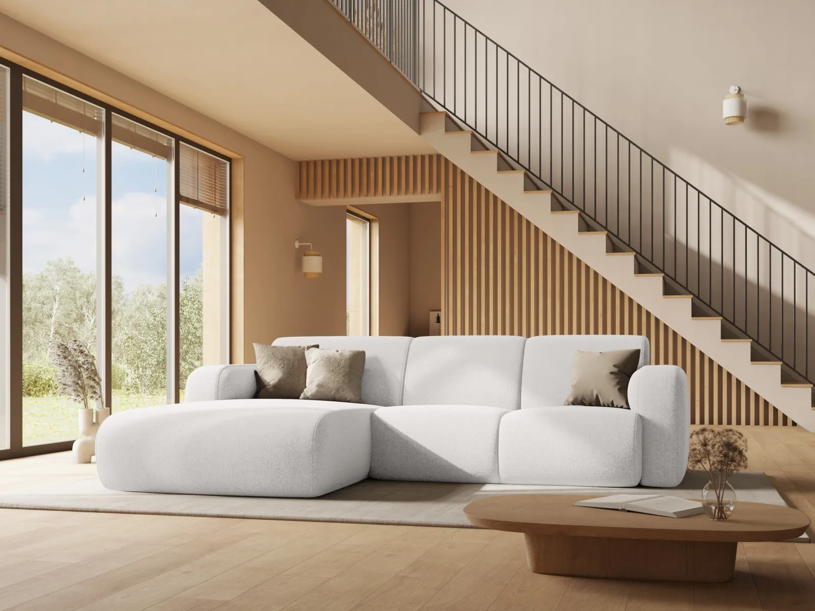 Molino 4-Sitzer Ecksofa Links, mit Bezug aus Chenille oder Boucle, 250x170 cm - Image 95