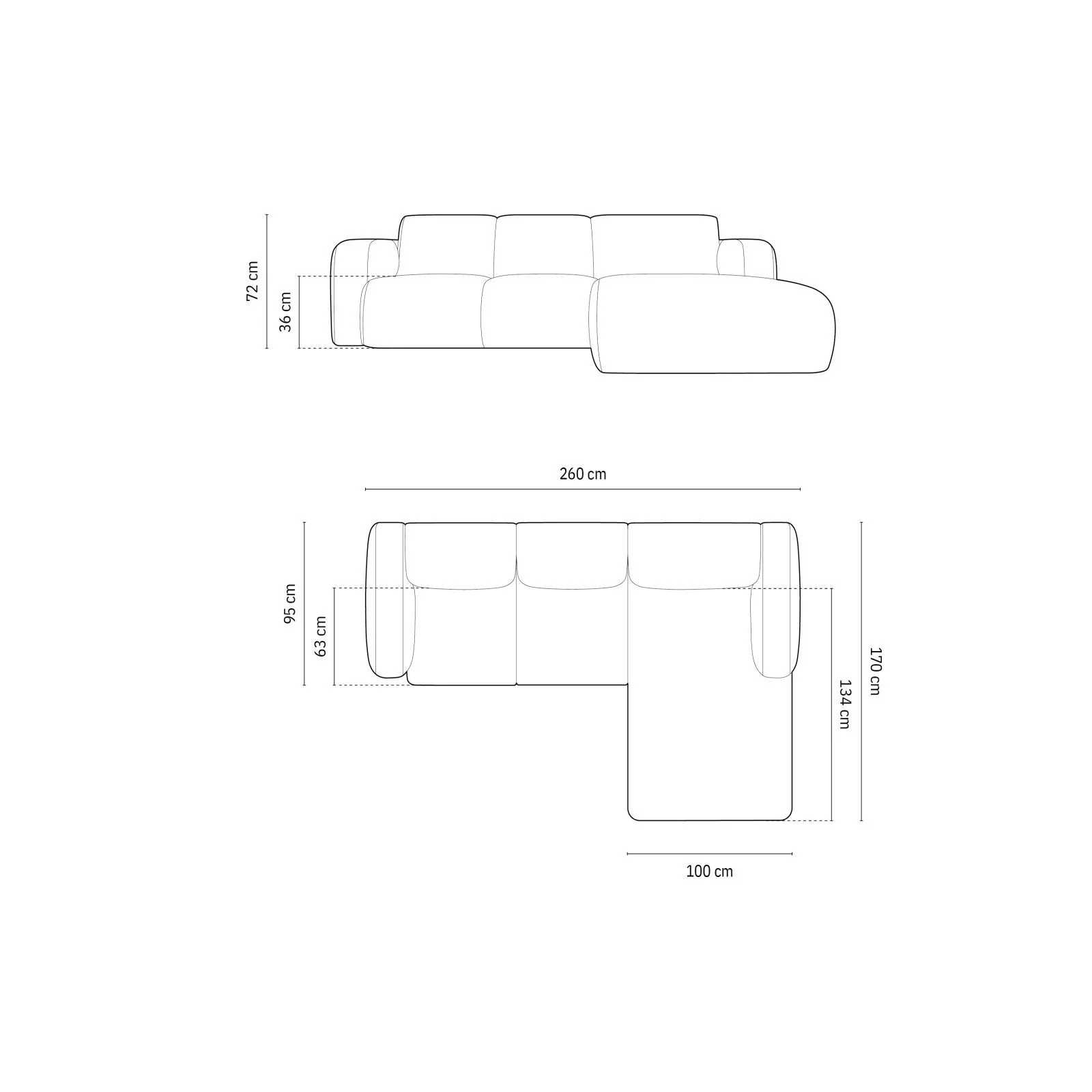 Molino 4-Sitzer Ecksofa Rechts, mit Bezug aus Chenille oder Boucle, 250x170 cm - Image 12