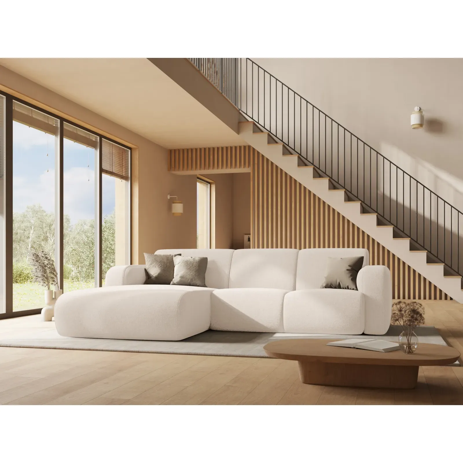 Molino 4-Sitzer Ecksofa Rechts, mit Bezug aus Chenille oder Boucle, 250x170 cm - Image 2