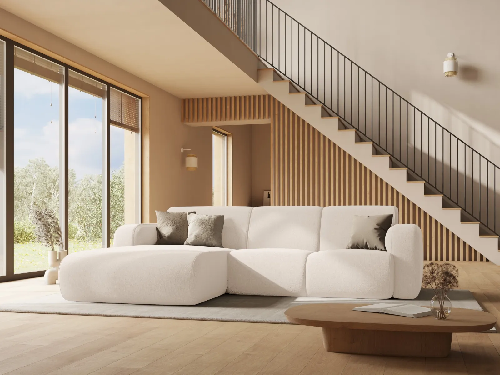 Molino 4-Sitzer Ecksofa Rechts, mit Bezug aus Chenille oder Boucle, 250x170 cm - Image 59