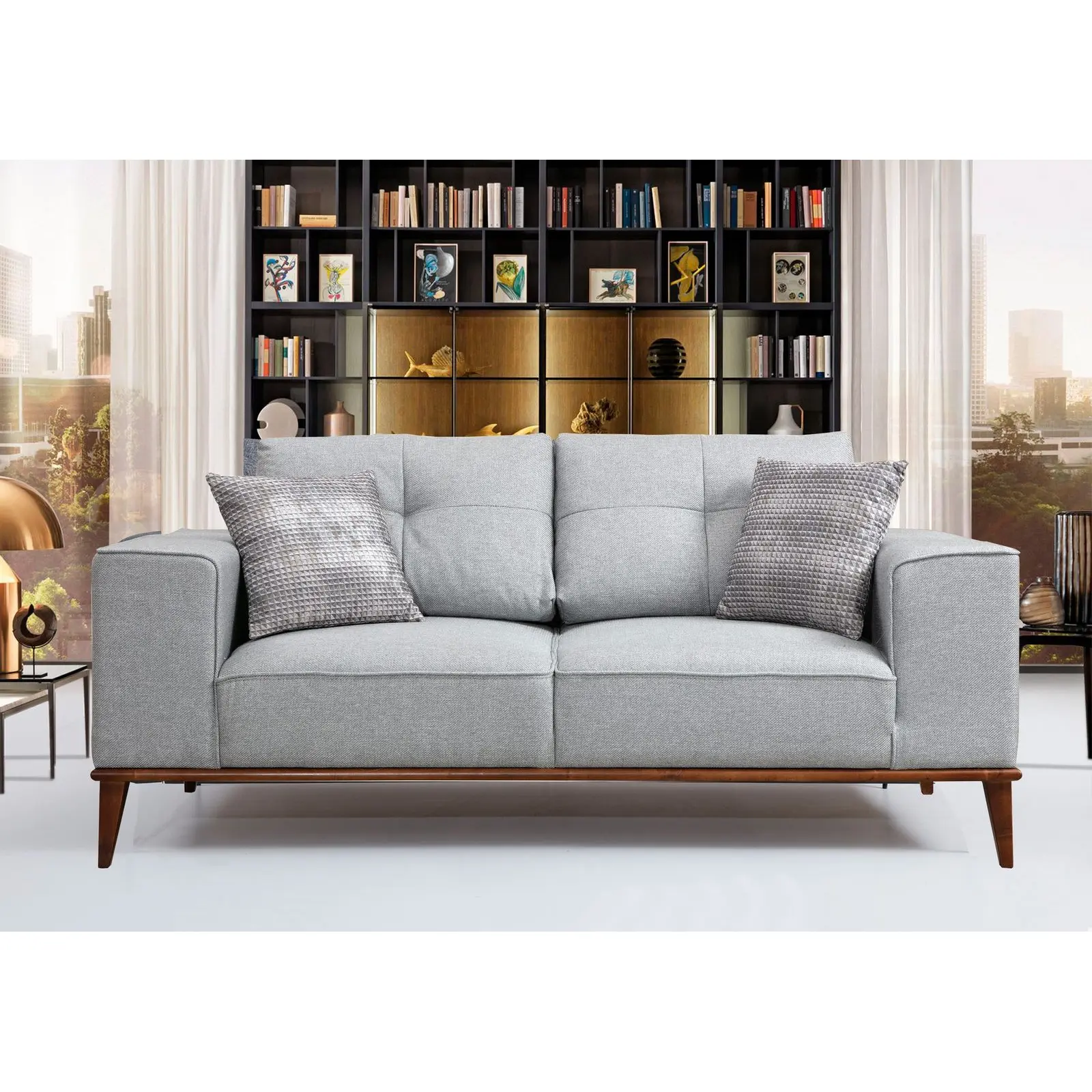 Montana 2-Sitzer Schlafsofa in Grau, 184x91 cm - Image 2