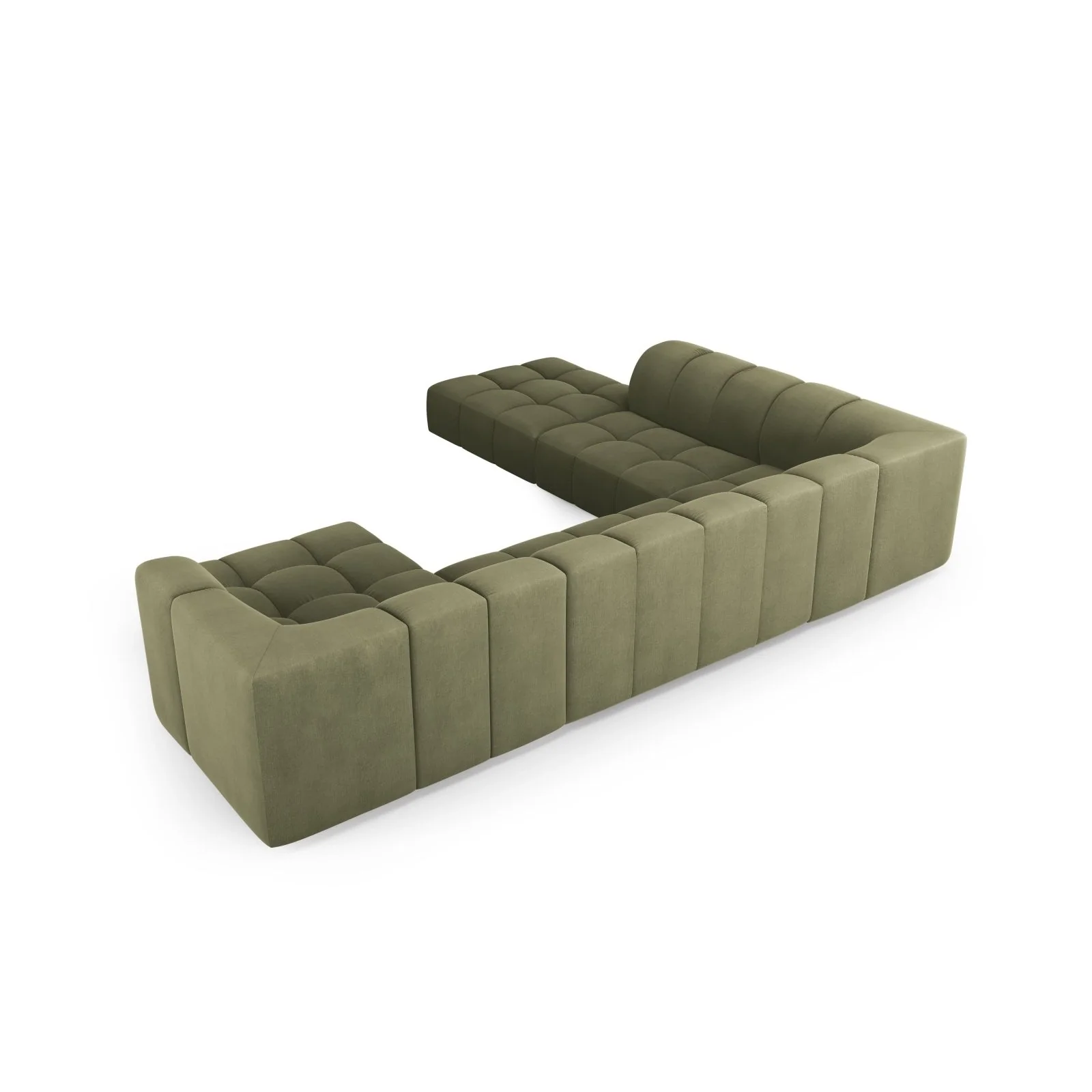 Moritz 7-Sitzer Panorama Ecksofa, Linke Seite, aus Samt oder Chenille, 329x276x70 cm - Image 11