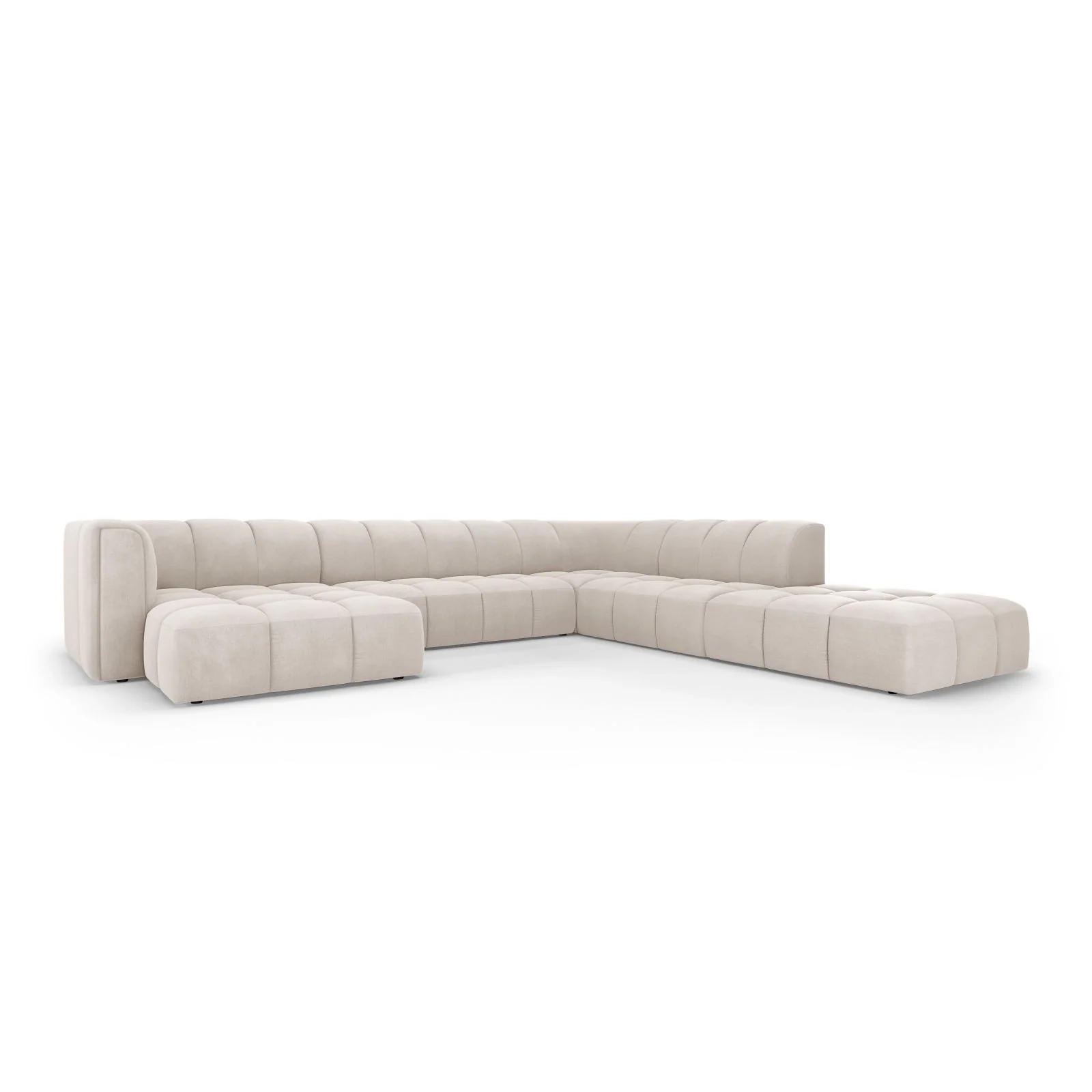 Moritz 7-Sitzer Panorama Ecksofa, Rechte Seite, aus Samt oder Chenille, 329x276x70 cm - Image 2