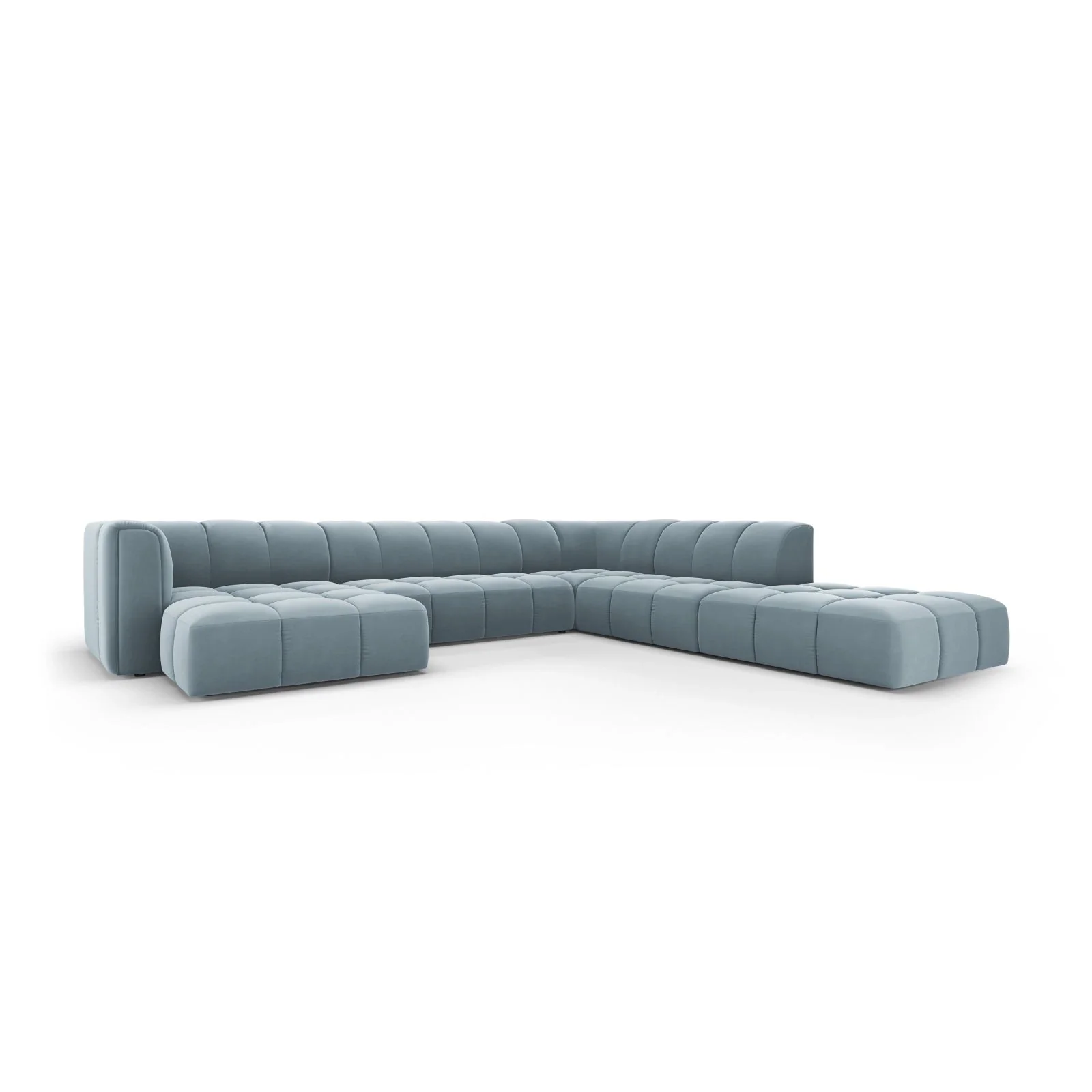 Moritz 7-Sitzer Panorama Ecksofa, Rechte Seite, aus Samt oder Chenille, 329x276x70 cm - Image 60