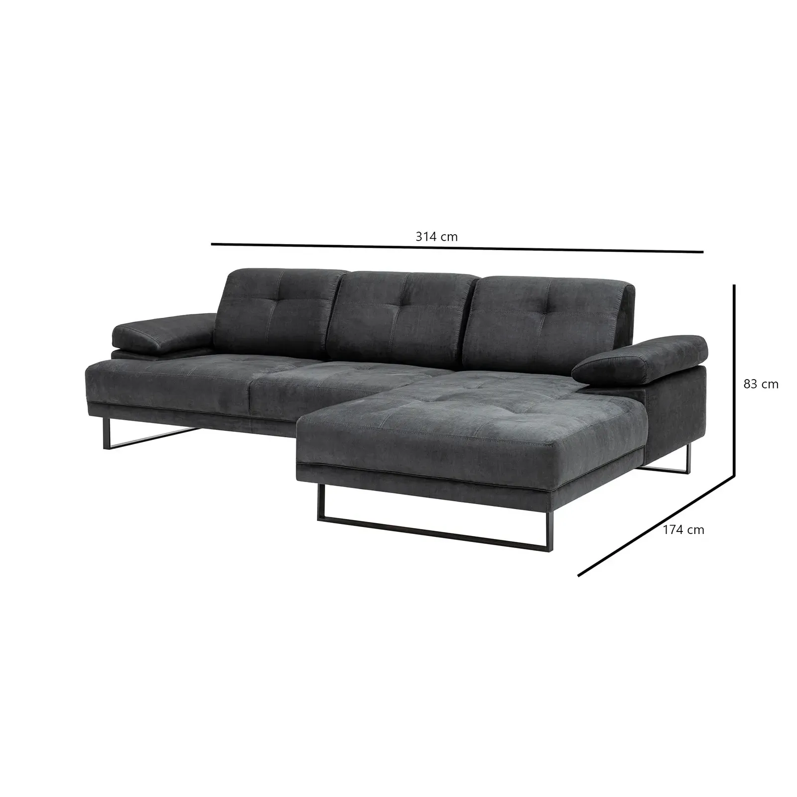 Mustang Ecksofa, Rechte Seite, 314x174 cm - Image 40