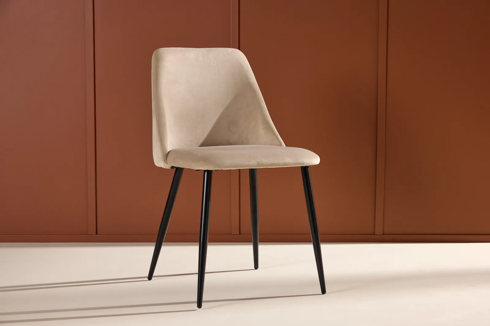 Nacht Esszimmerstuhl Schwarz / Beige Samt - Image 2