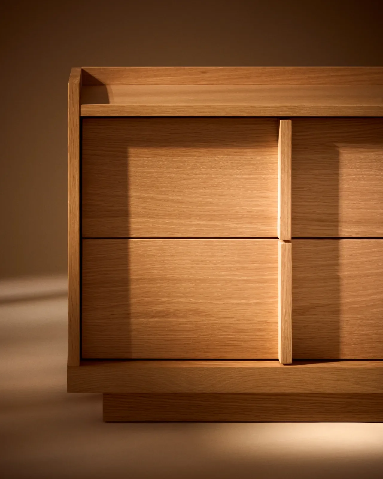 Nachttisch Onix 2 Schubladen aus Eichenfurnier Naturton-Finish 60 x 47 cm FSC Mix Credit - Image 4