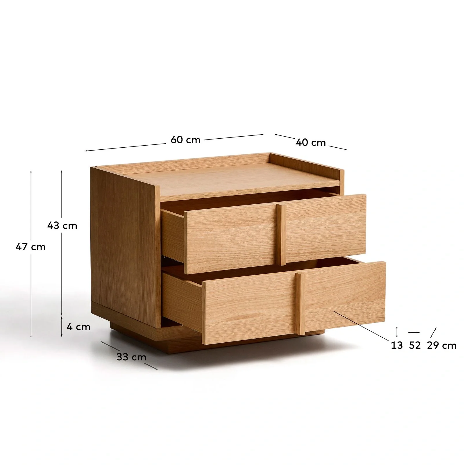 Nachttisch Onix 2 Schubladen aus Eichenfurnier Naturton-Finish 60 x 47 cm FSC Mix Credit - Image 5