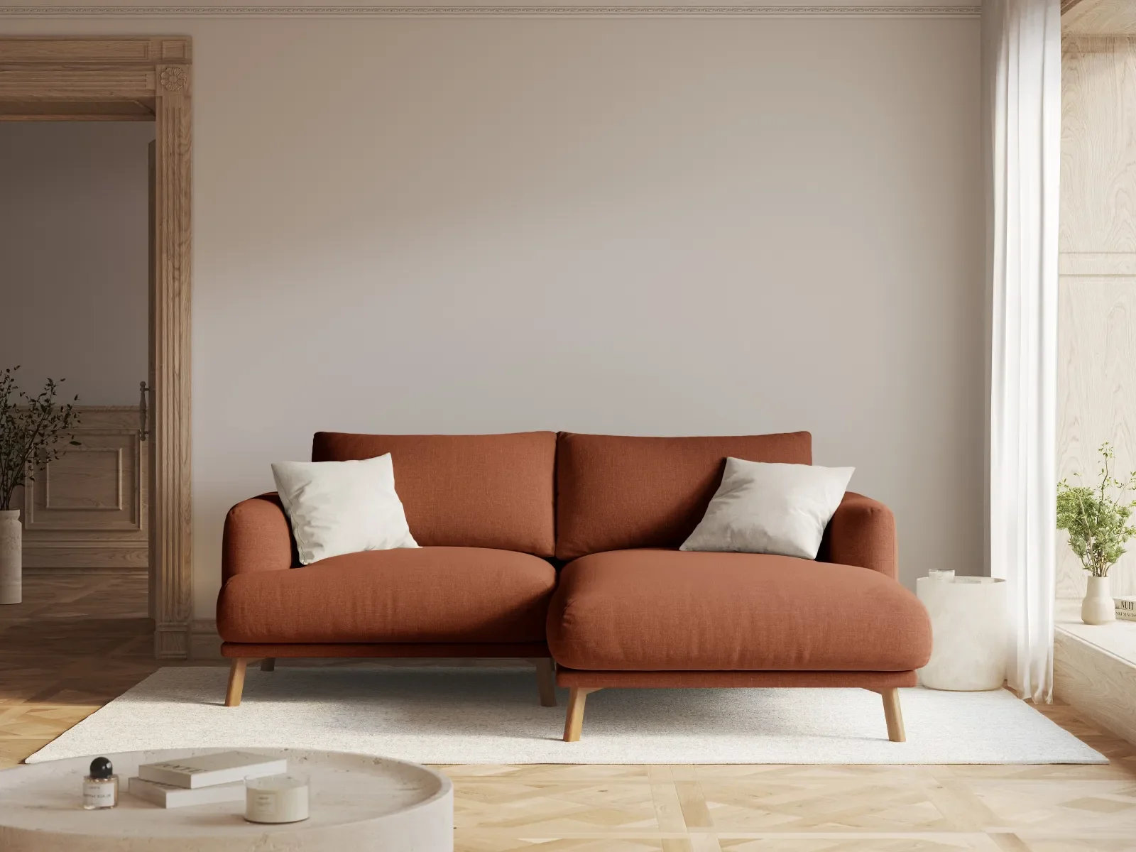 Naomi 3-Sitzer Ecksofa, Rechte Seite, aus Samt oder Strukturstoff, 200x170 cm - Image 14