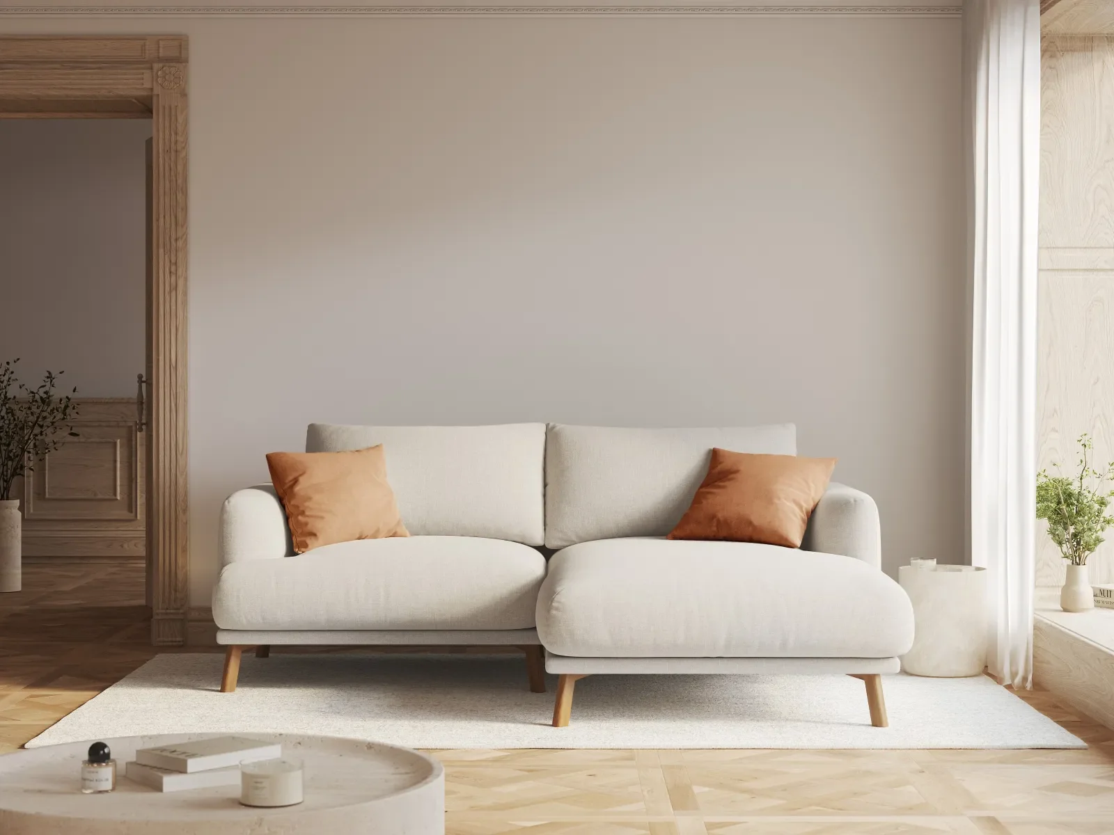 Naomi 3-Sitzer Ecksofa, Rechte Seite, aus Samt oder Strukturstoff, 200x170 cm - Image 2