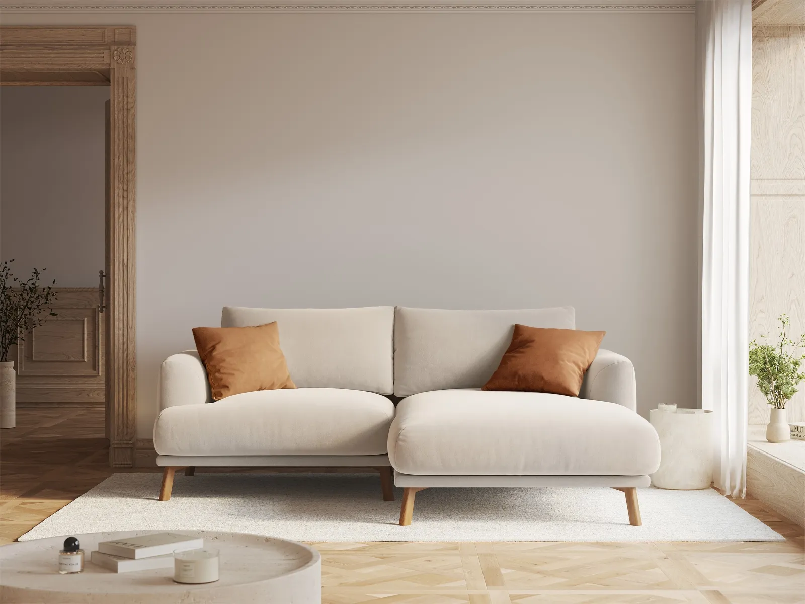 Naomi 3-Sitzer Ecksofa, Rechte Seite, aus Samt oder Strukturstoff, 200x170 cm - Image 26