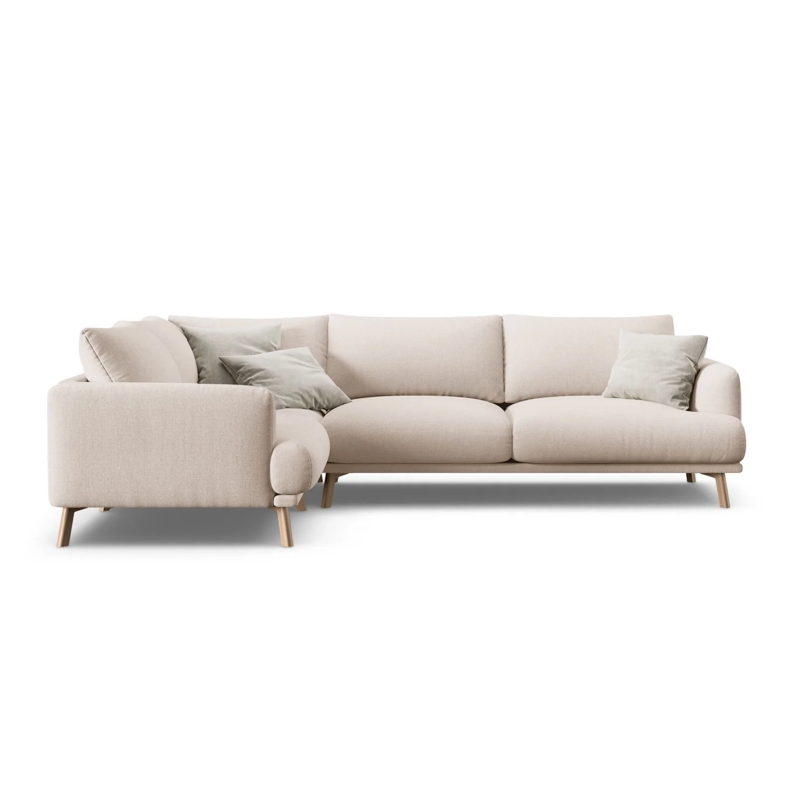 Naomi 4-Sitzer Ecksofa, Linke Seite, aus Samt oder Strukturstoff, 280x195 cm
